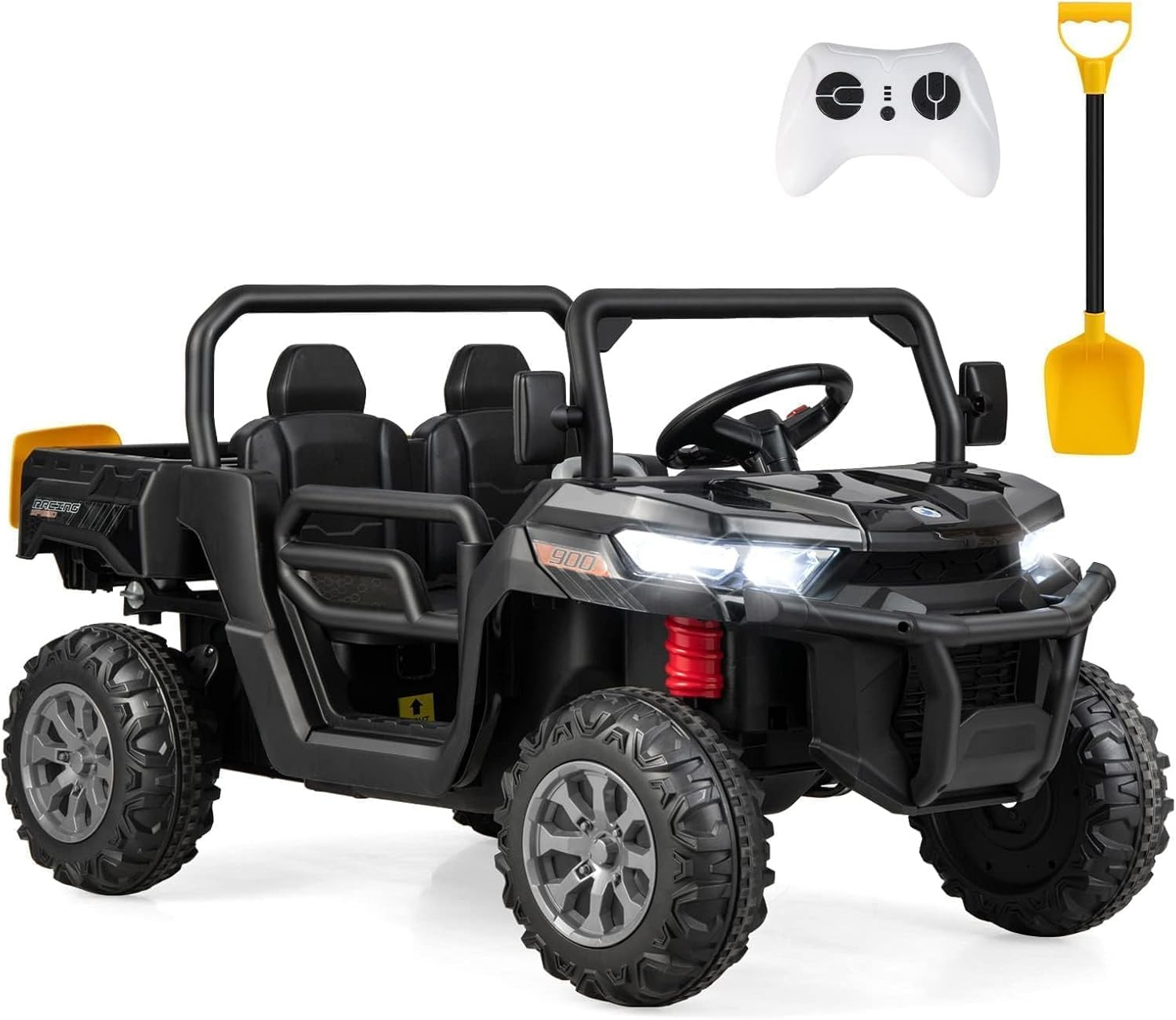 2 Seater Ride on Car, 12V Off-Road UTV Electric Vehicle with Remote Control, Dum