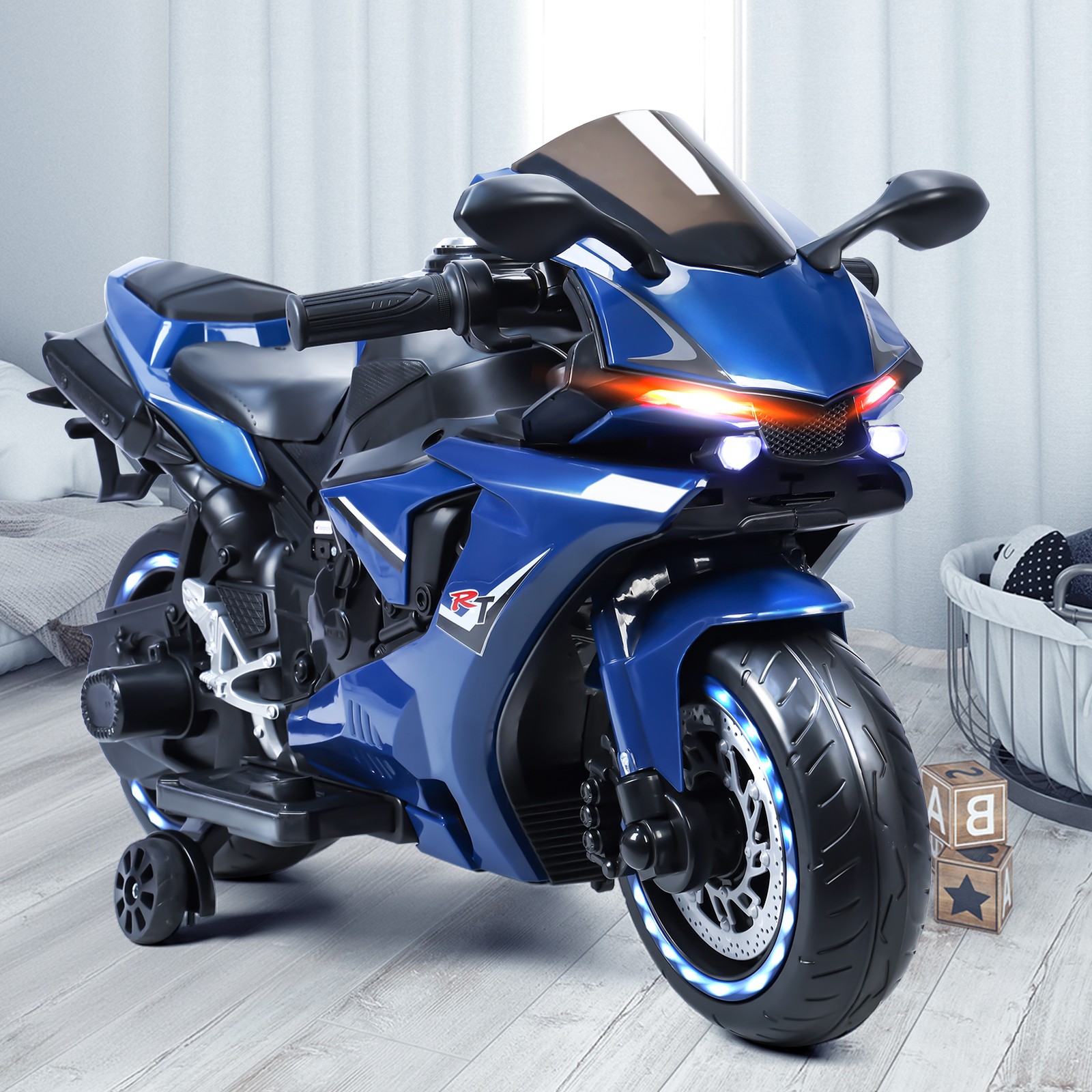 Electric Motorcycle for Kids, Speed Up to 9mph Ride-On Motorcycle for Children