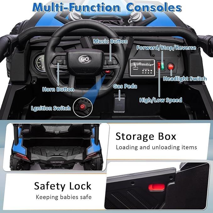2 Seater Ride on Electric Car 24V Ride on Toys for Big Kids with Remote Control