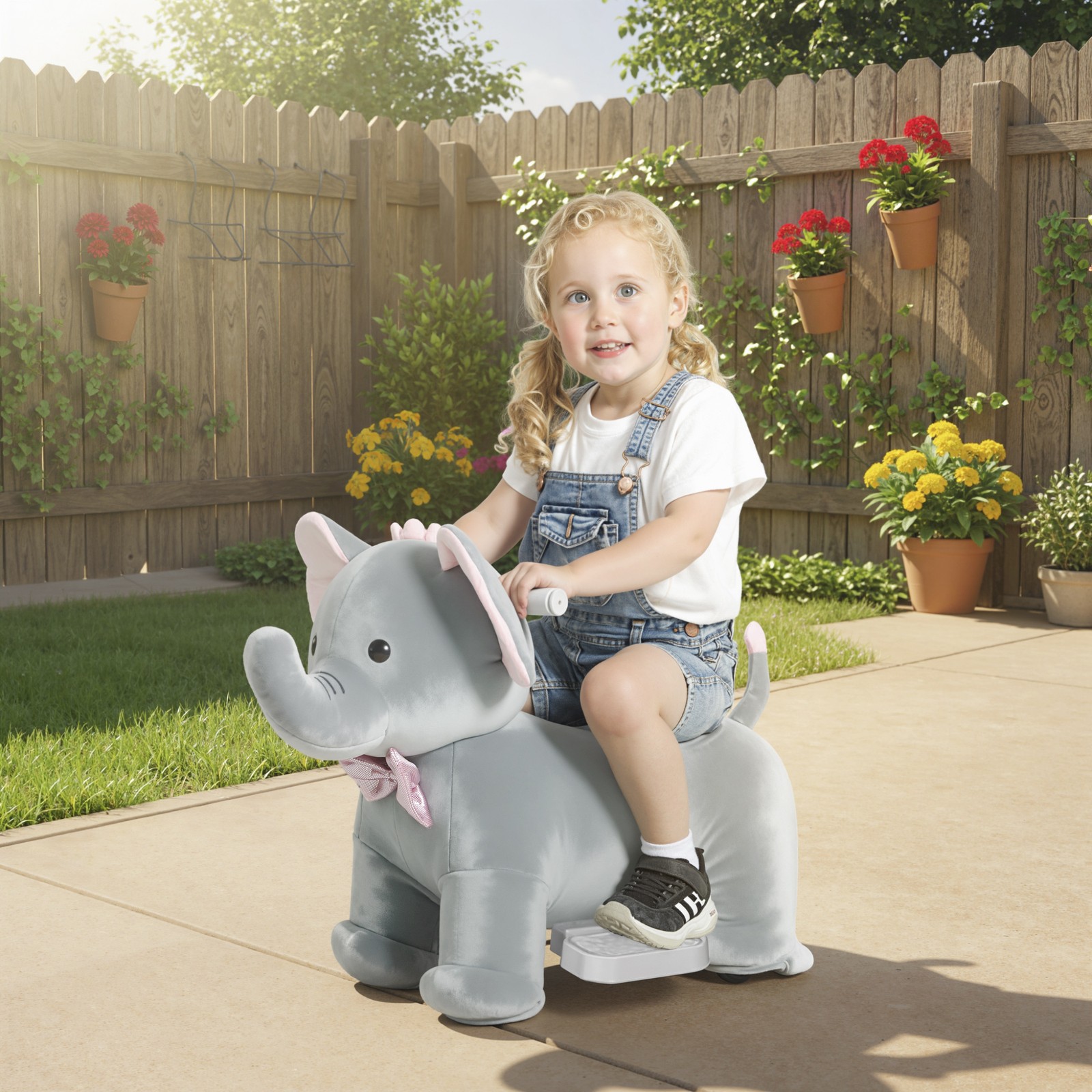 6V Ride on Horse, Kids Ride on Toy Elephant with Music, Forward