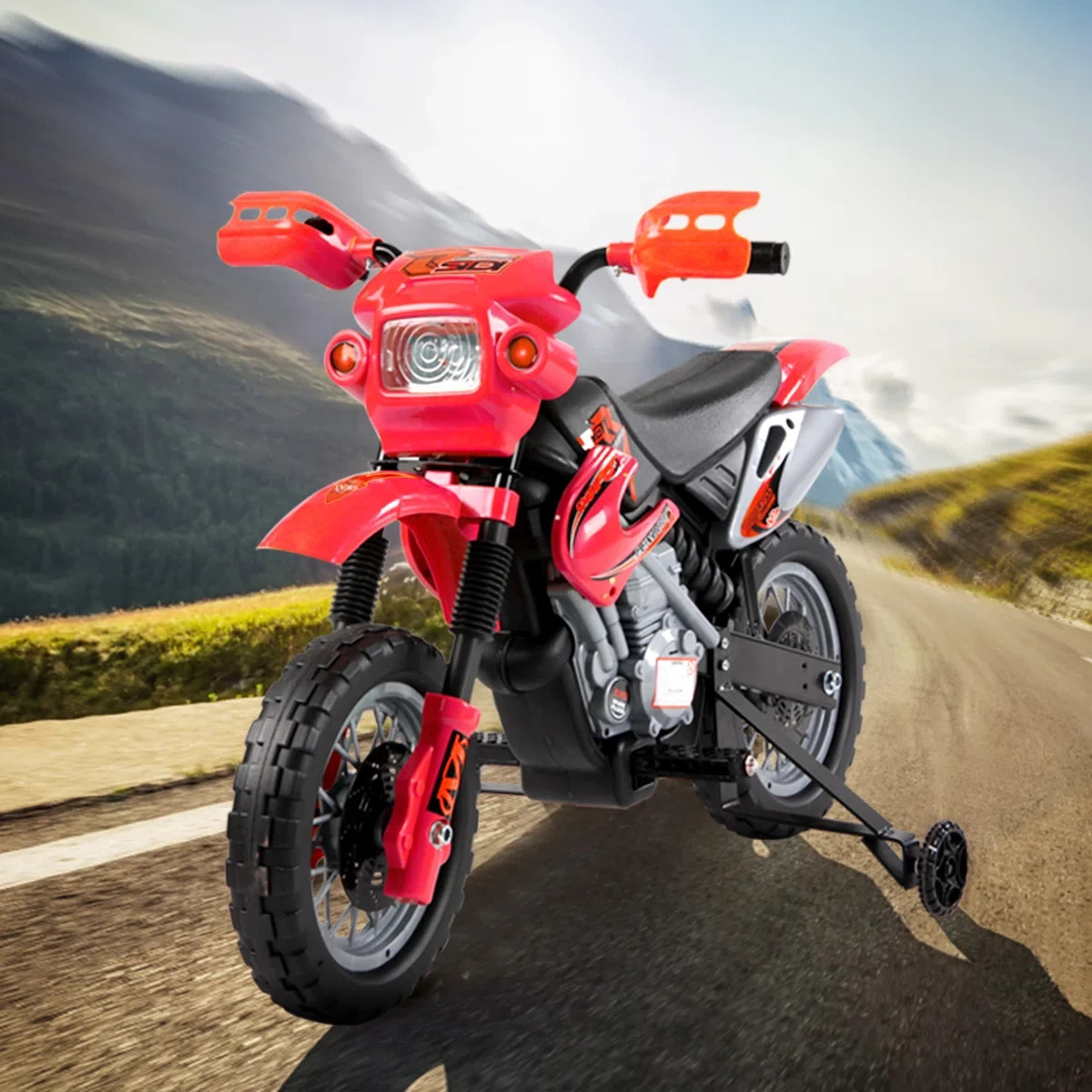 Aosom Battery Powered Ride On Dirt Bike 6V Kids Motorcycle with Music & Lights