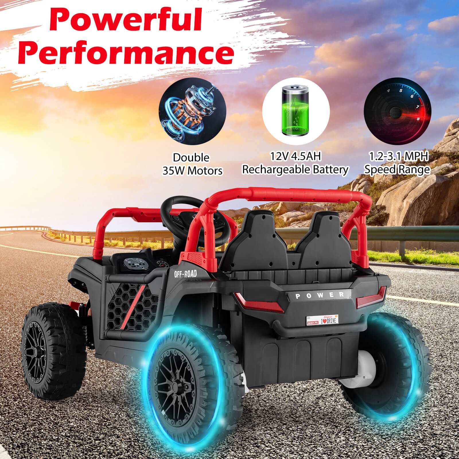 12V Kids Ride on Truck w/Parental Remote 3 Speeds & Reverse Forward Function