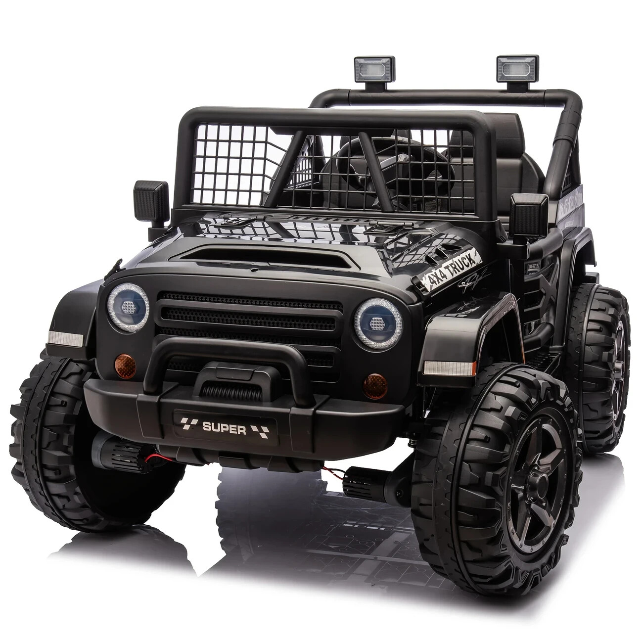 24V 2-Seater Ride On Car Kids Electric Jeep 4WD w/Remote, Black – FAST SHIP