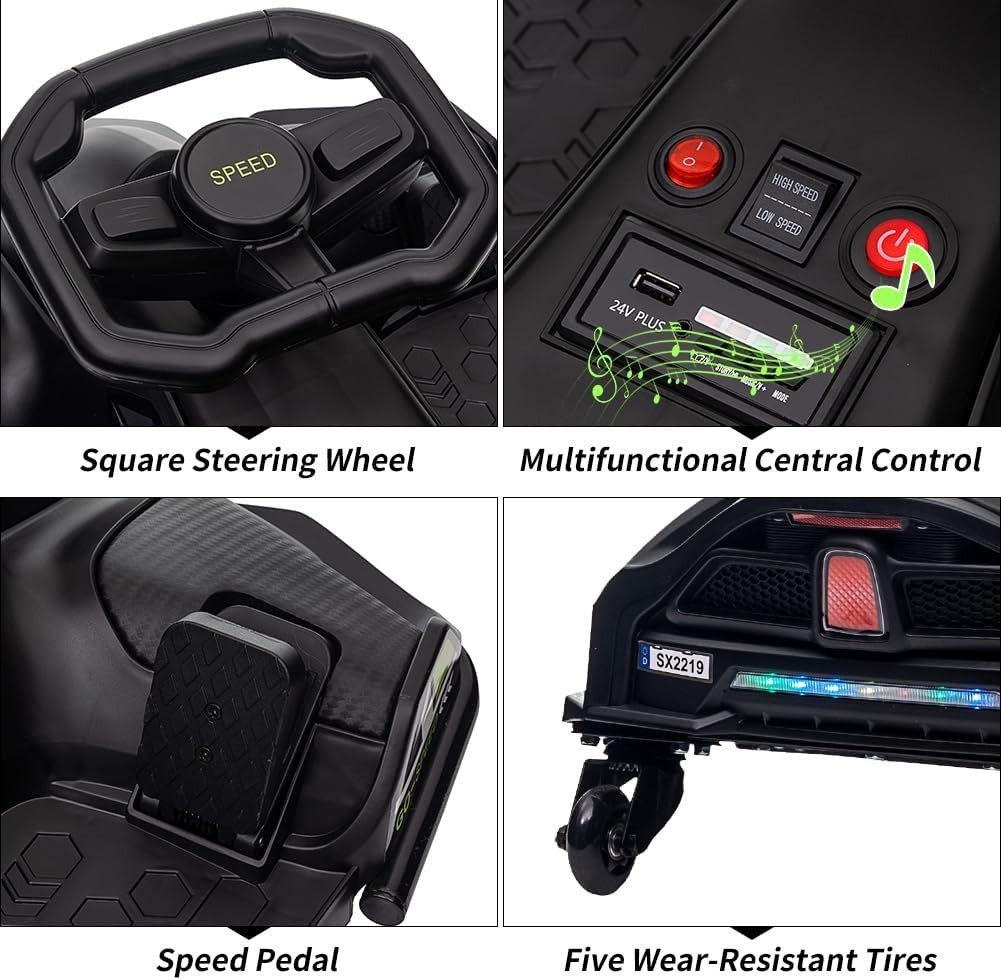 24V Electric Drift Car for Kids – Powerful RC Racing, Ages 8+,Perfect Gift,Black