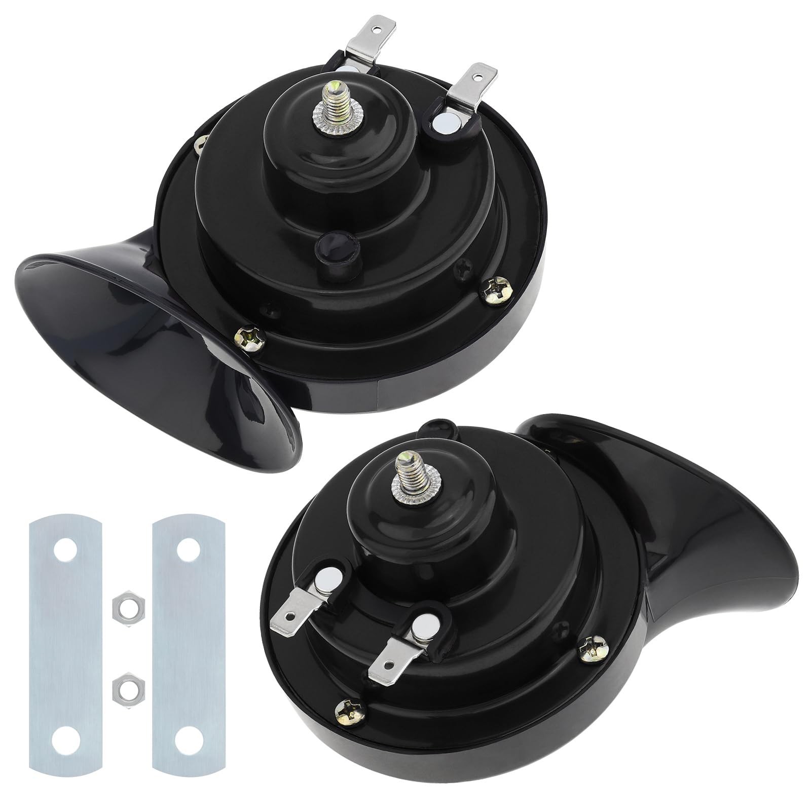 12V Super Loud Snail Horn 410HZ 510HZ High Low Tone for Any Vehicles yachts b…