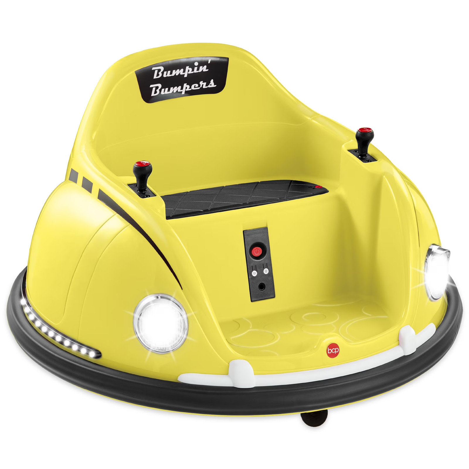 Yellow 6V Kids Ride On Bumper Car Remote 360 Spin Harness Lights