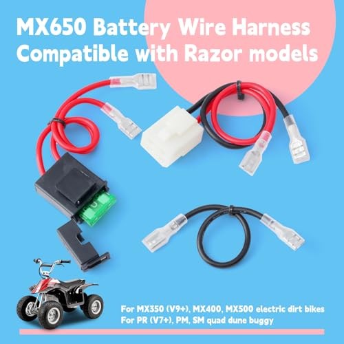 MX650 Battery Wire Harness 14 Gauge Compatible with Razor MX350 MX400 MX500