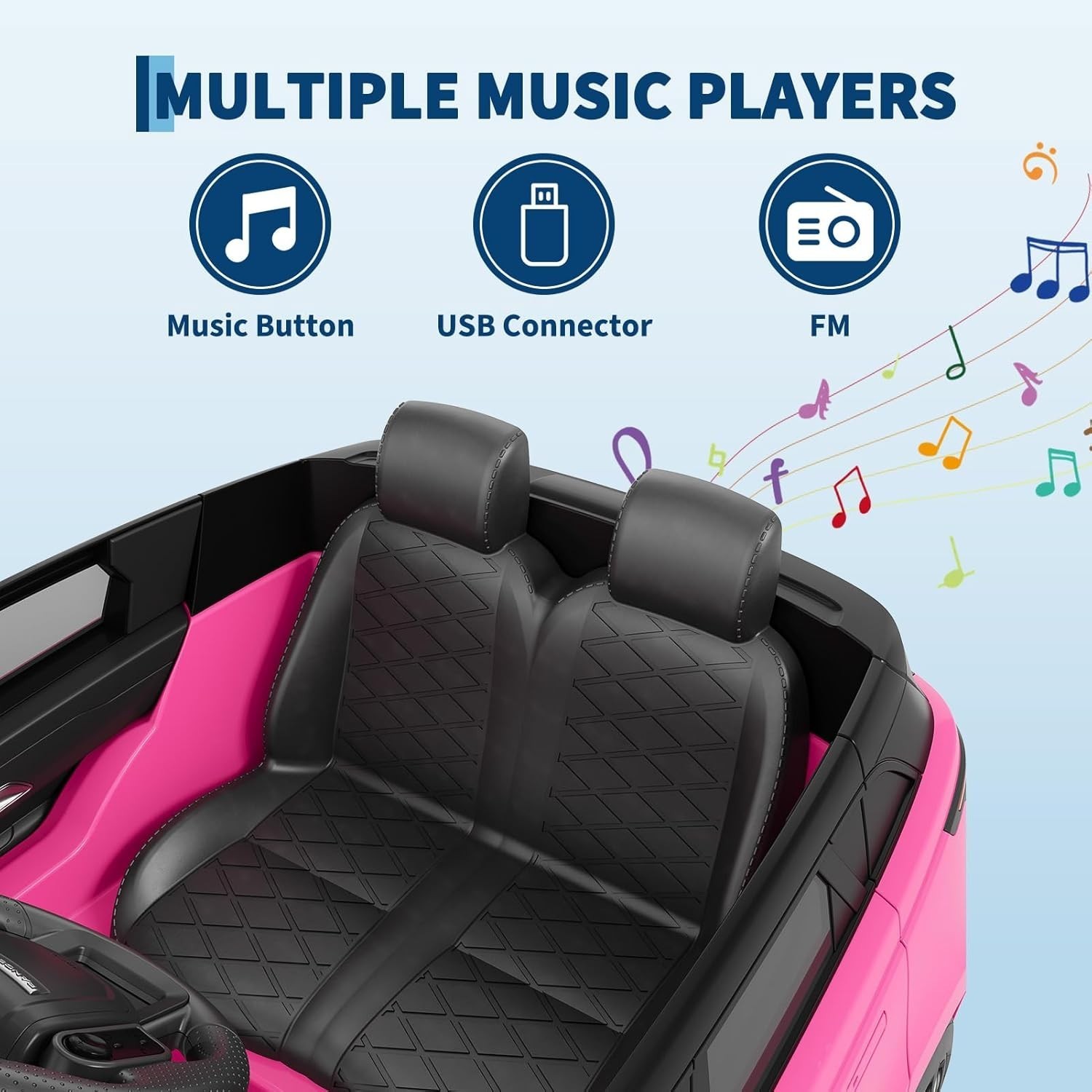 12V Kids Ride On Car Electric Ride On Toys w/ Remote LED Light Mp3 Player Pink