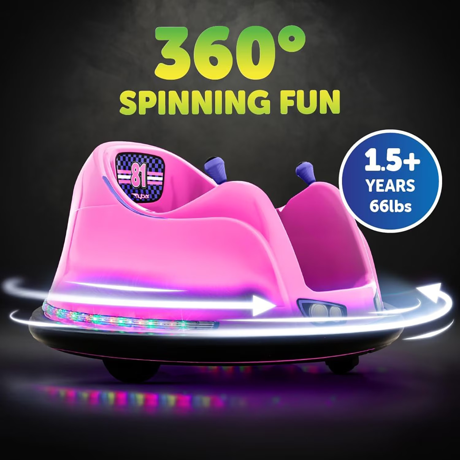 Flybar 6V Bumper Car for Toddlers Pink, Electric Ride on Toy for Kids Ages 1.5-4
