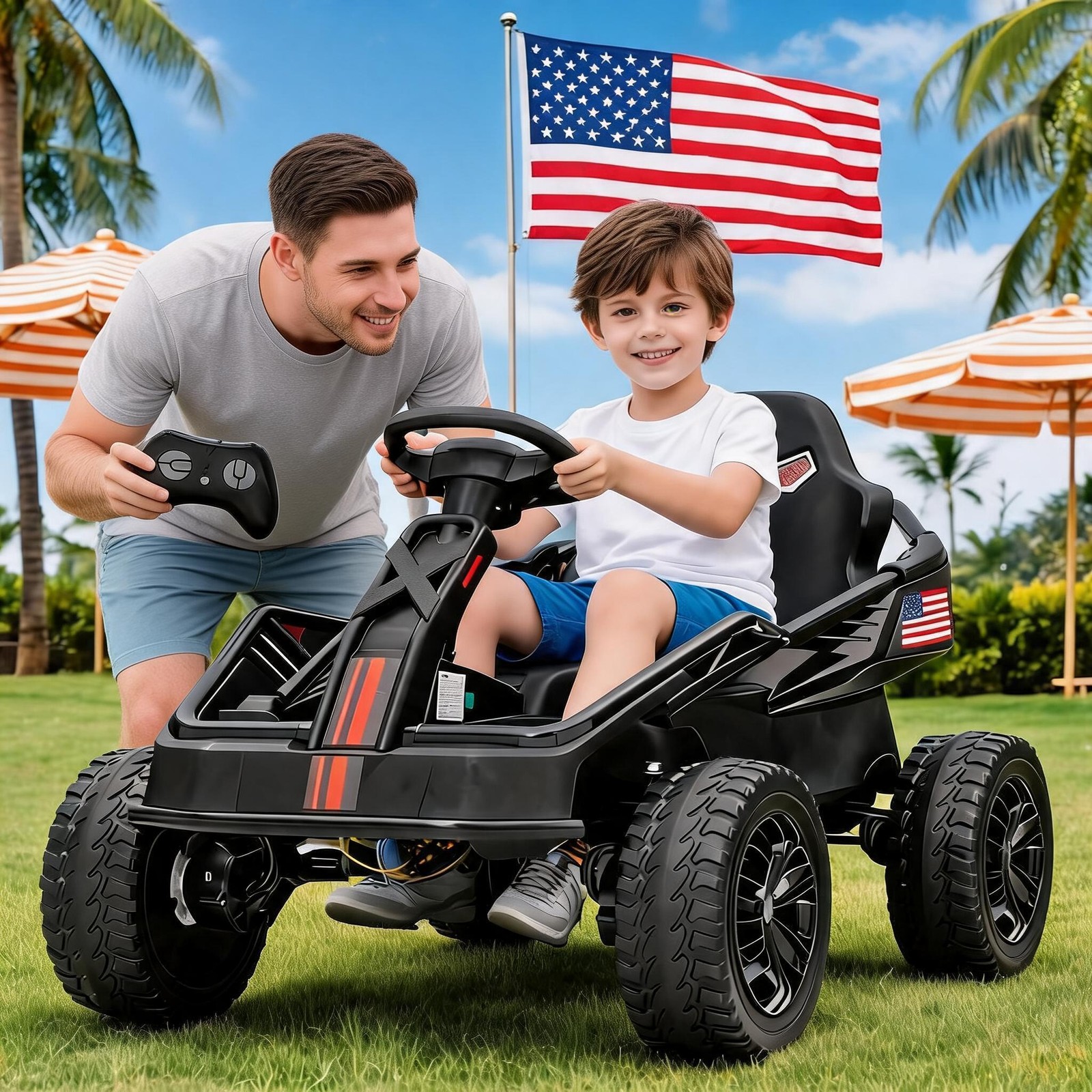24V Kids Power 4 Wheels,200W Motor 4×4 Ride On Toy for Big Kids,Electric Go Kart