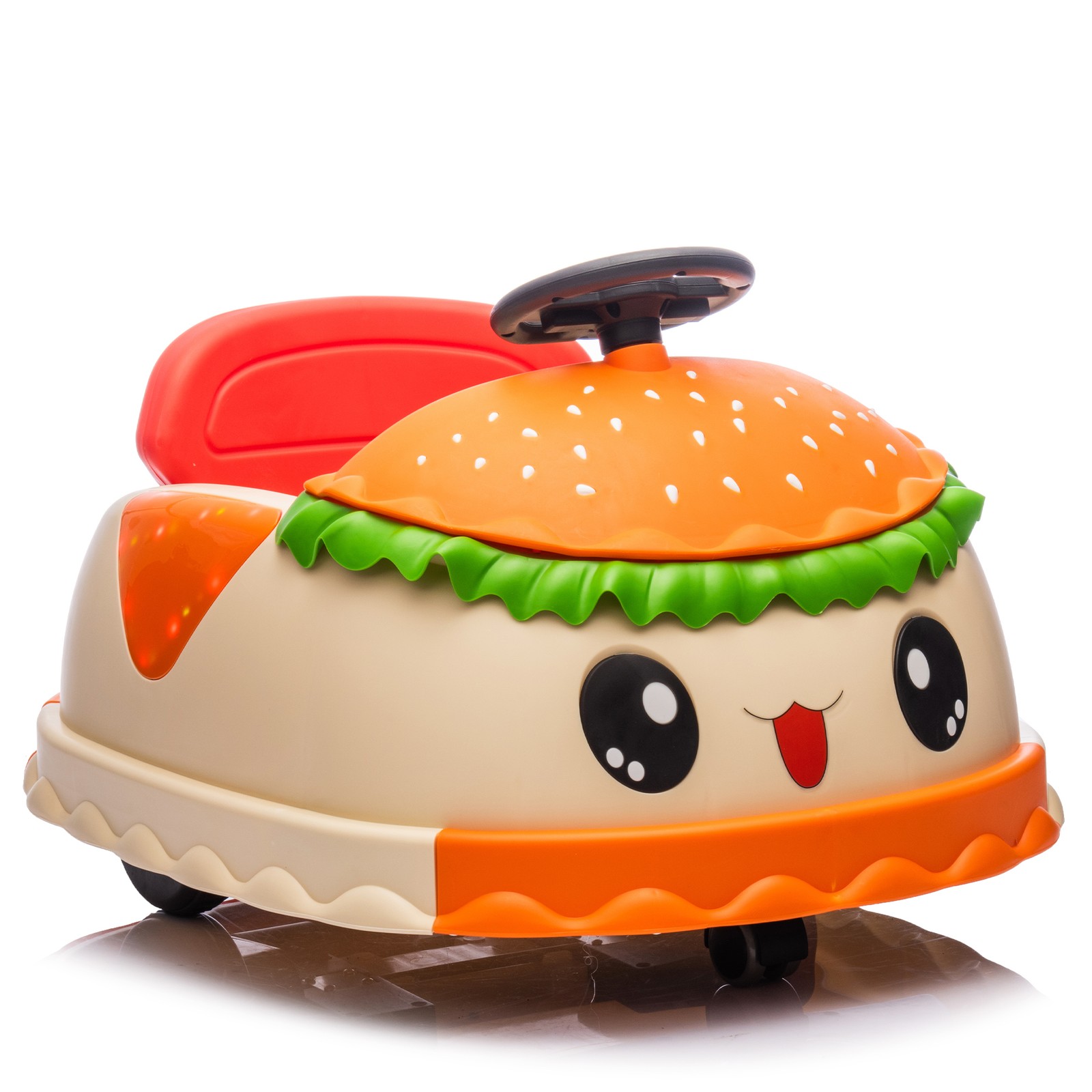12V Kids Ride On Electric Bumper Car Cute Hamburger Design Storing Space For 2-5