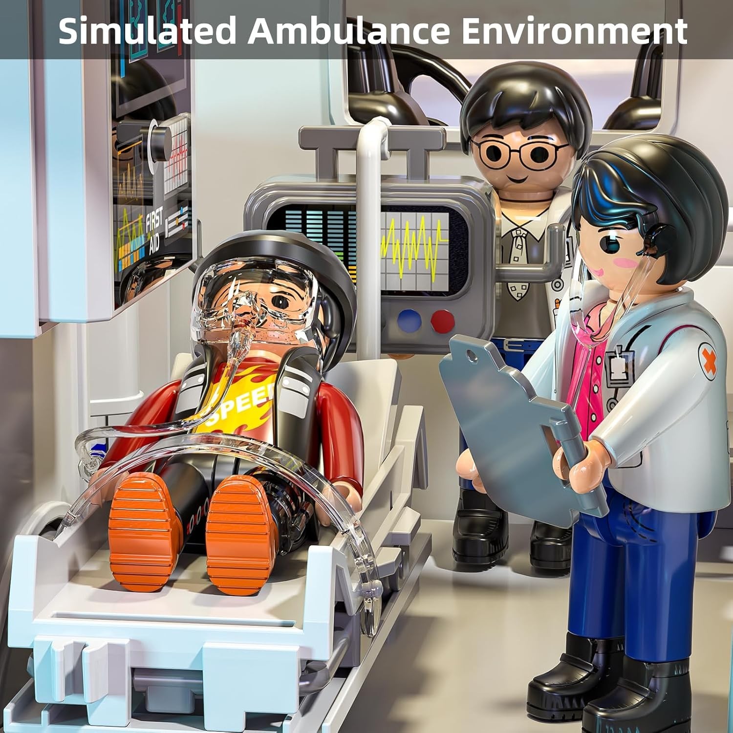 Kids’ Friction Powered Ambulance Truck with Figures & Sound Effects – Ages 3-8