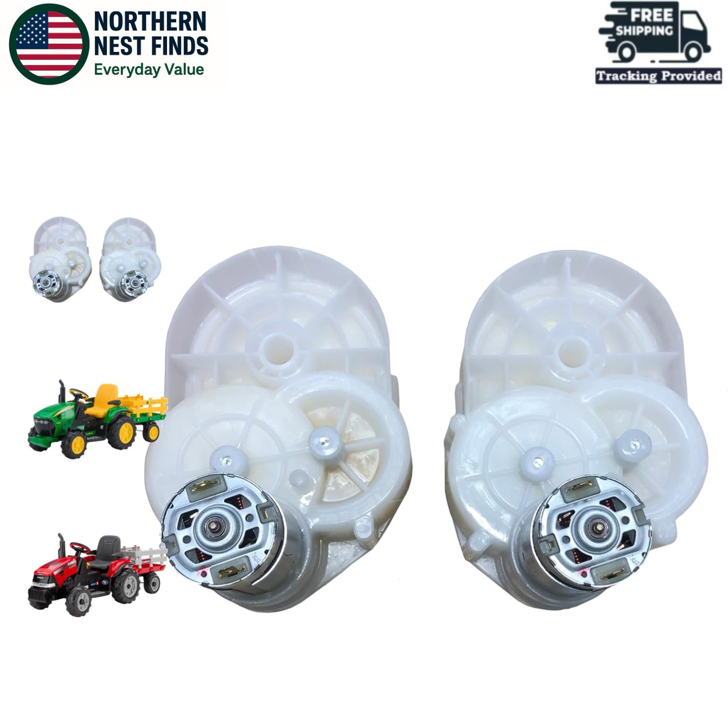 12V Ride-On Tractor Motor and Gearbox Assembly – Plug & Play with Two Gearboxes