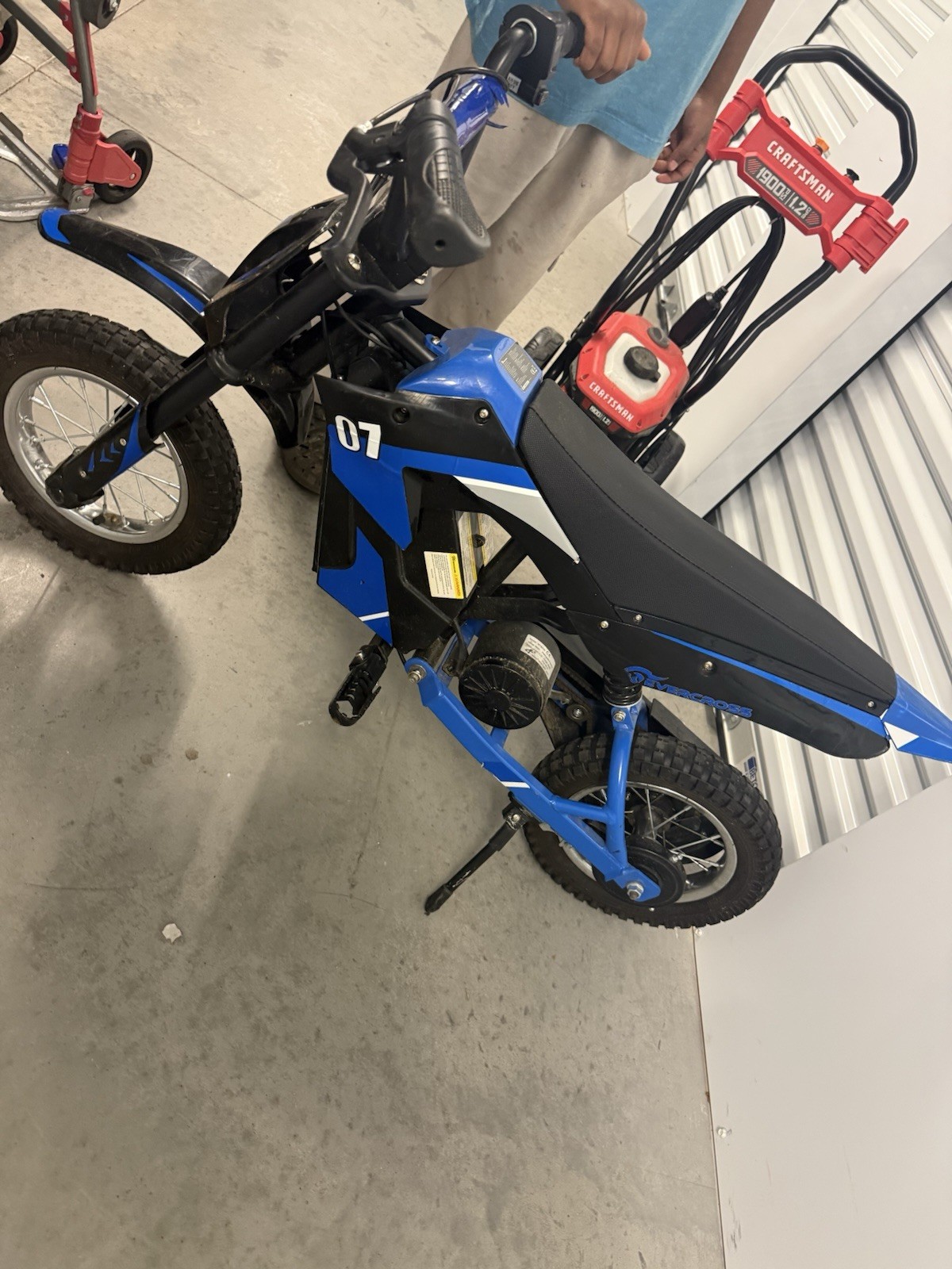 Dynacross Blue Battery Operated Ride-On Dirt Bike for Kids Ages 8-11