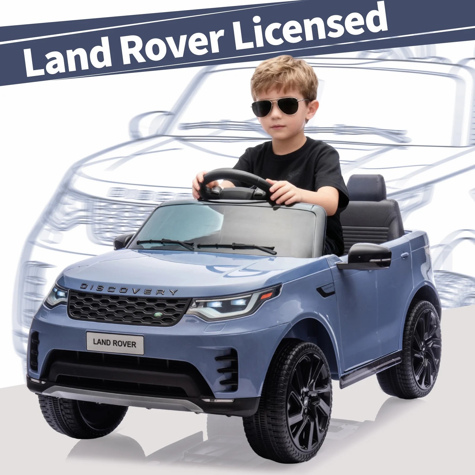 12V Ride On Car Land Rover Style Dual Motor 3Speed Remote Control Light Blue Kid