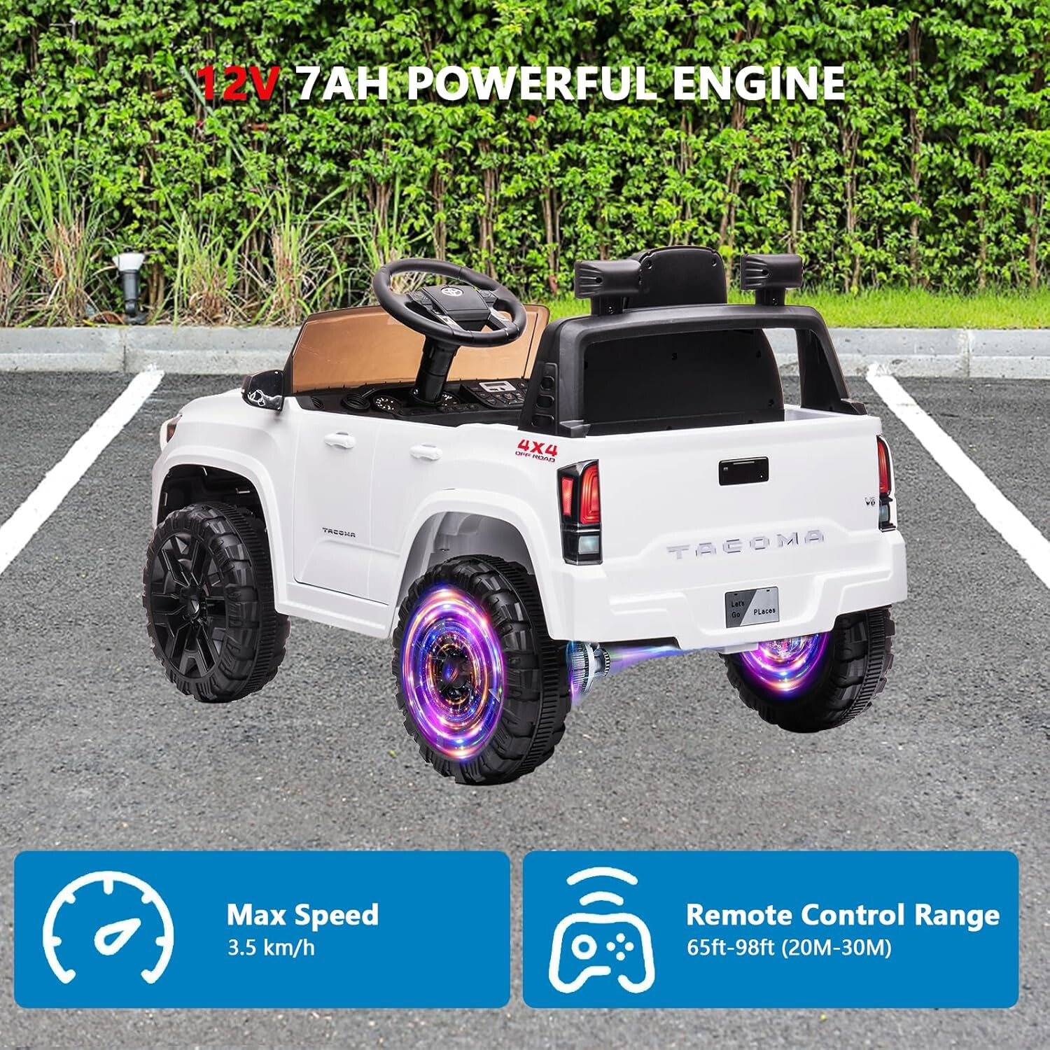 12V Kids Ride-On Car With Parent Remote Control &LED Headlights for 3-6 Year Old