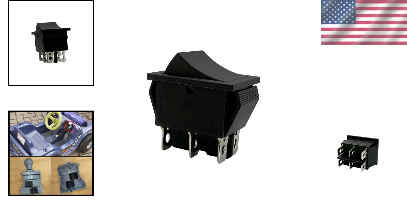 On-Off 16A Rocker Switch for Kids Ride-On Vehicles, Easy Plug-In Replacement