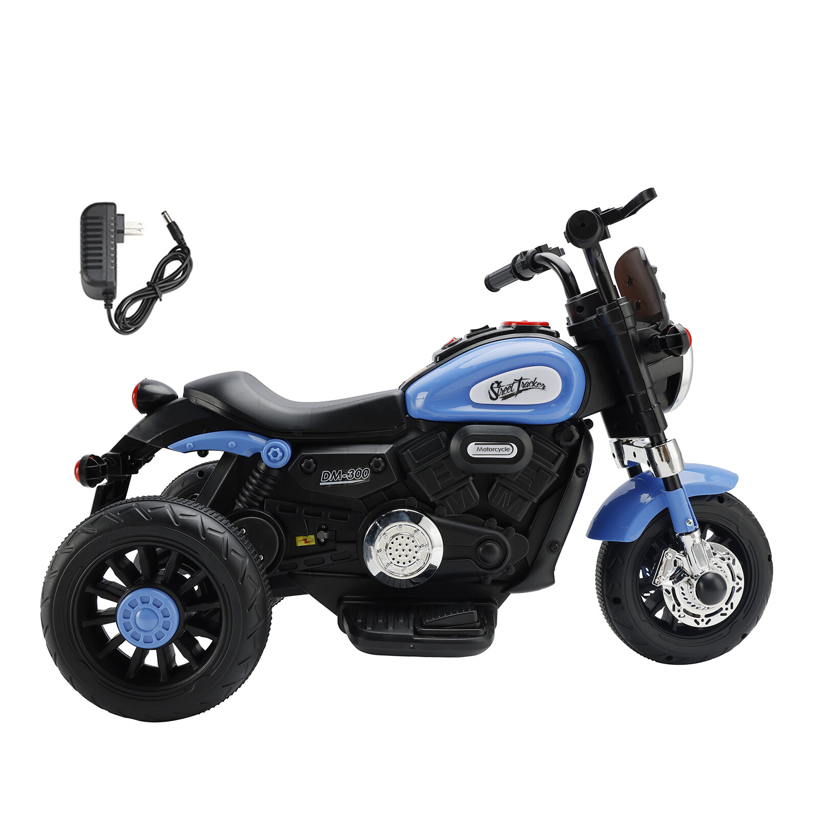 3 Wheel Kids Ride On Motorcycle 6V Powered Electric Dual Drive Toy Car Blue E4