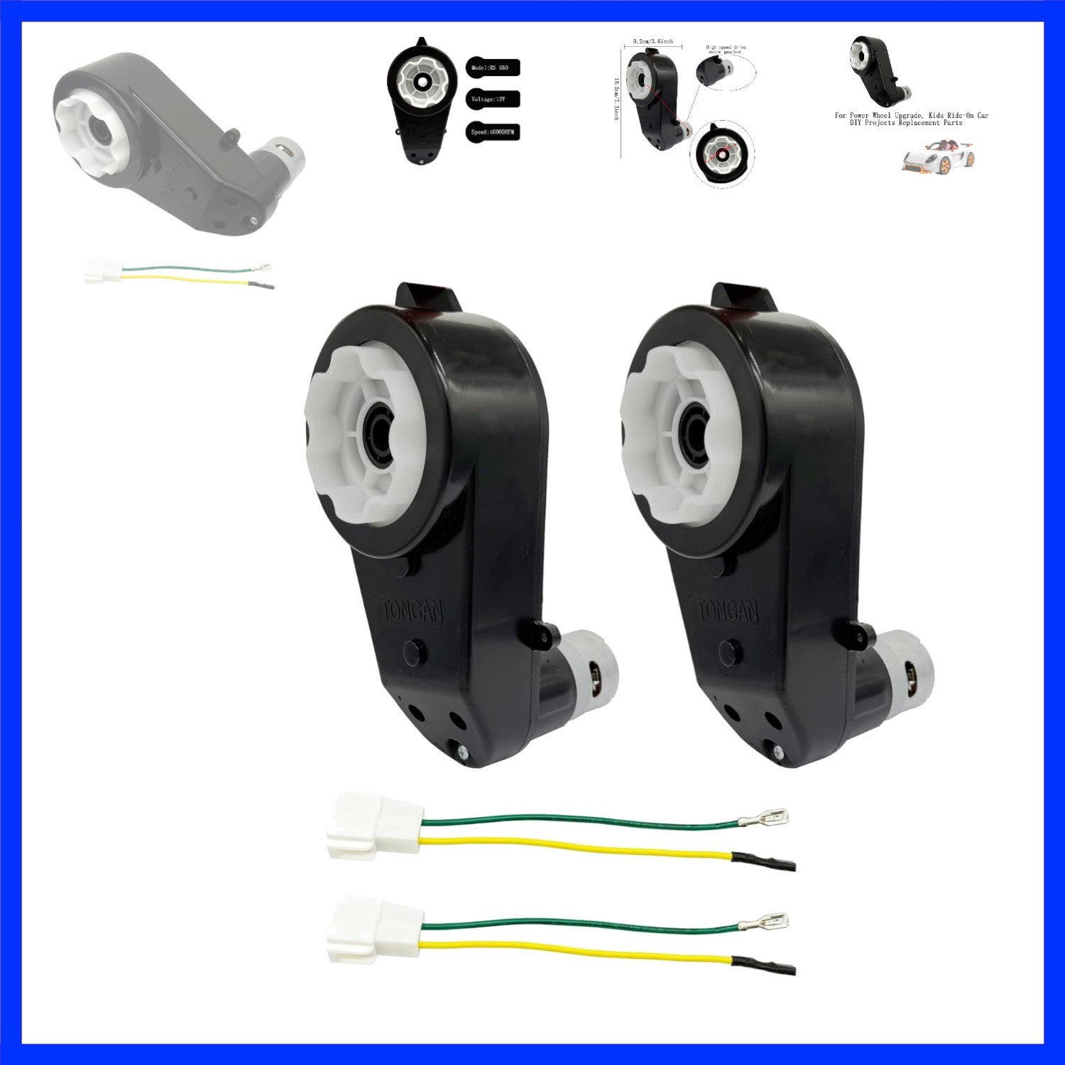2Pcs Electric Motor Gearbox Powered for Kids Ride On Toys Car,RS550 12V/RS555…