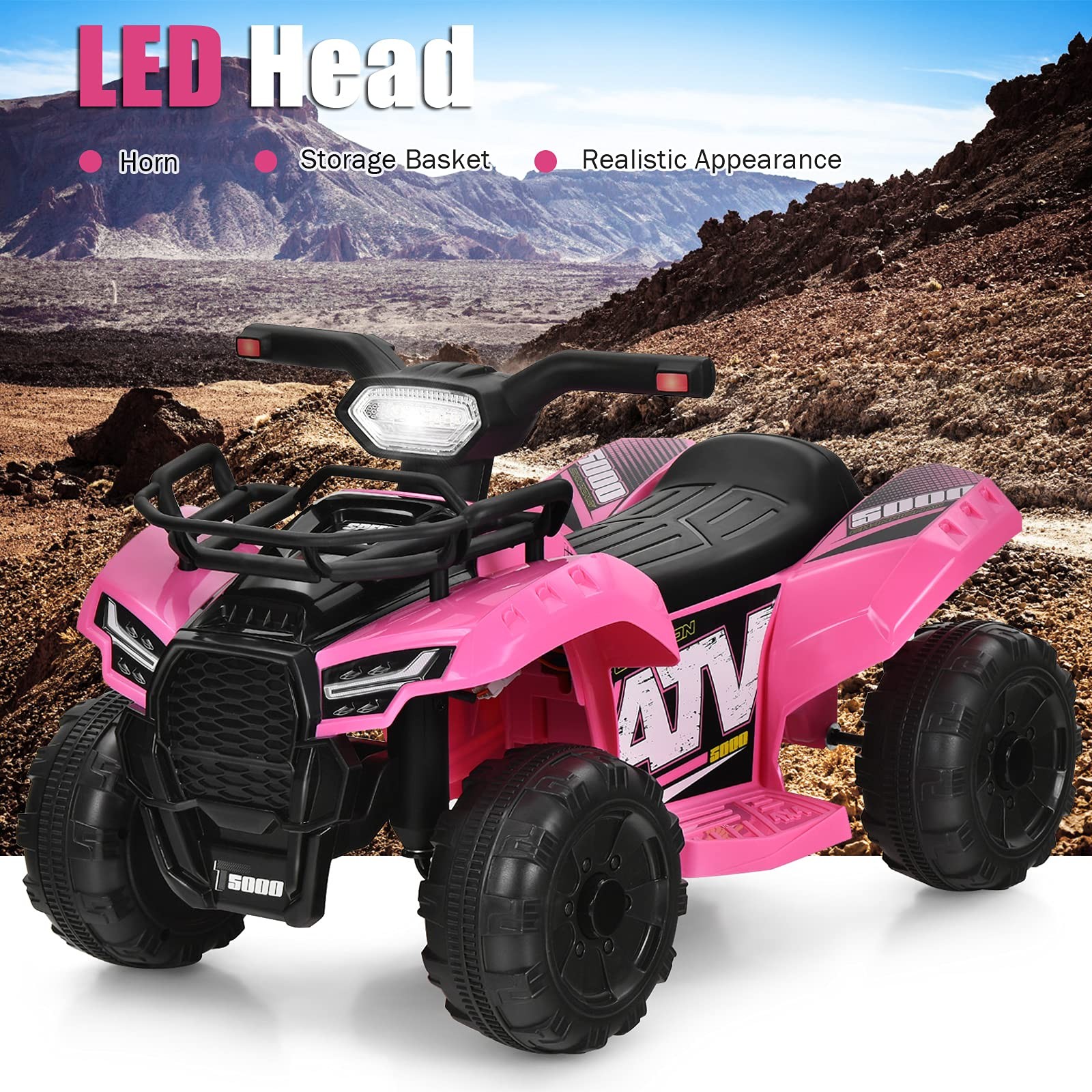 Costzon Kids Atv 6V Battery Powered Electric Vehicle Four Wheeler Quad