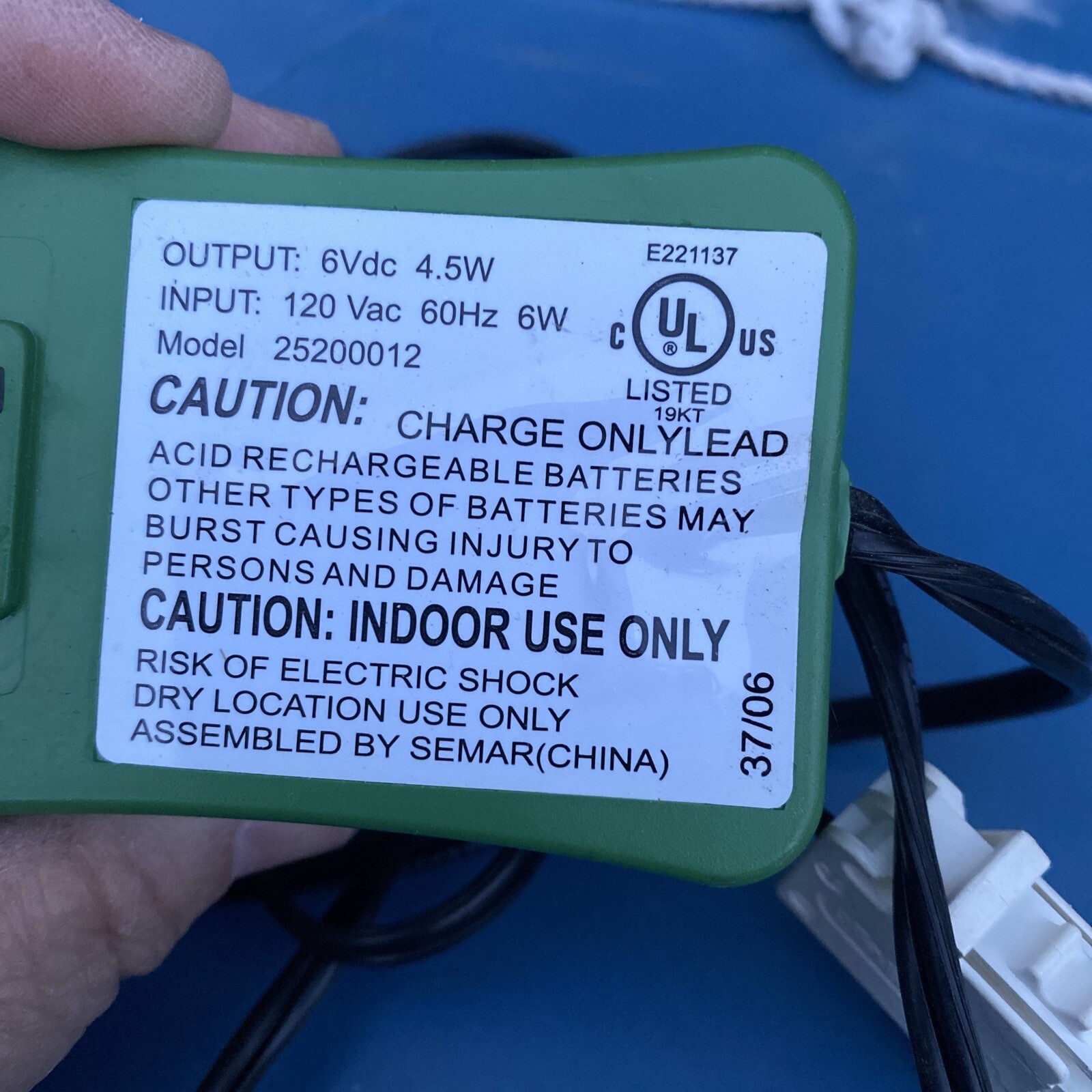 OEM Peg Perego 6V Green Battery Charger 25200012 AC Adapter Plug Thomas Train