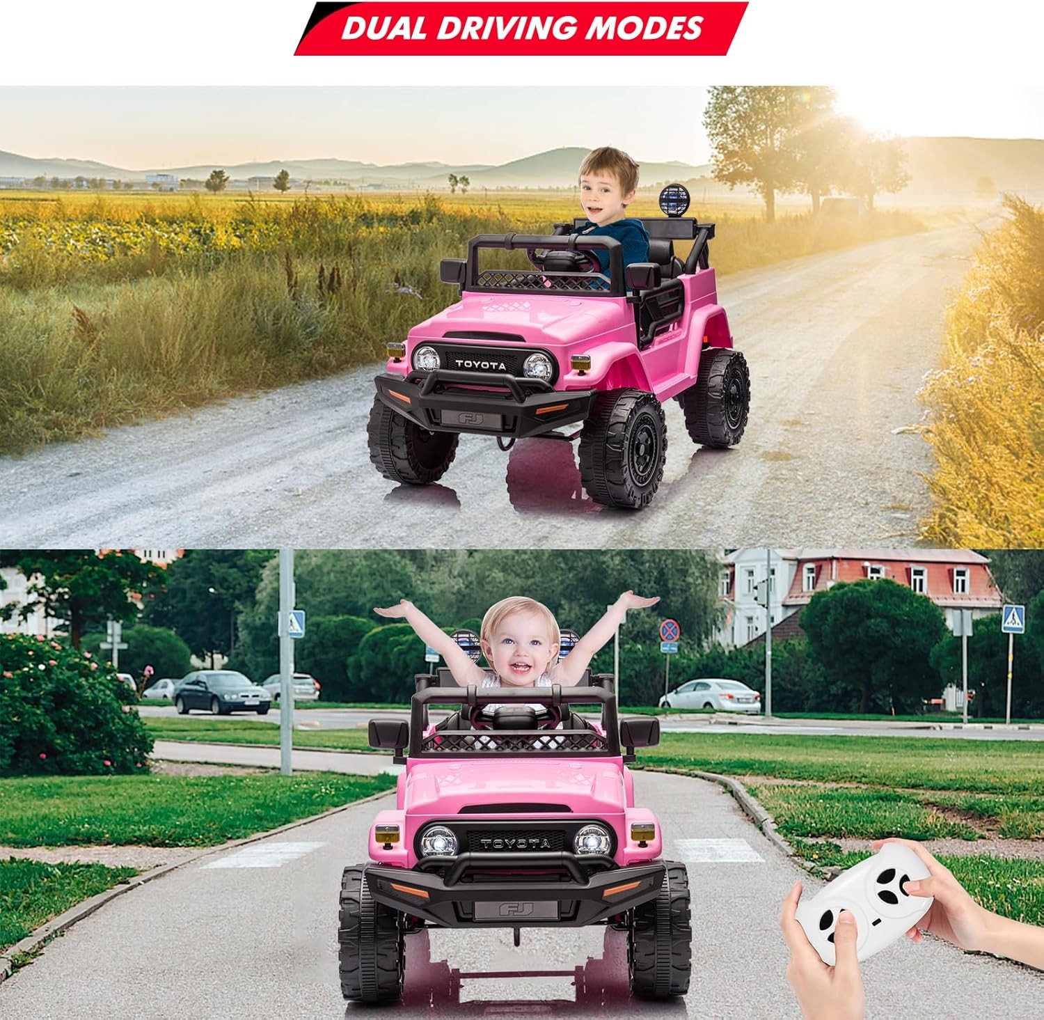 Toyota Licensed Ride-On Car 12V for Children 3-8 LED Lights MP3 Player Remote