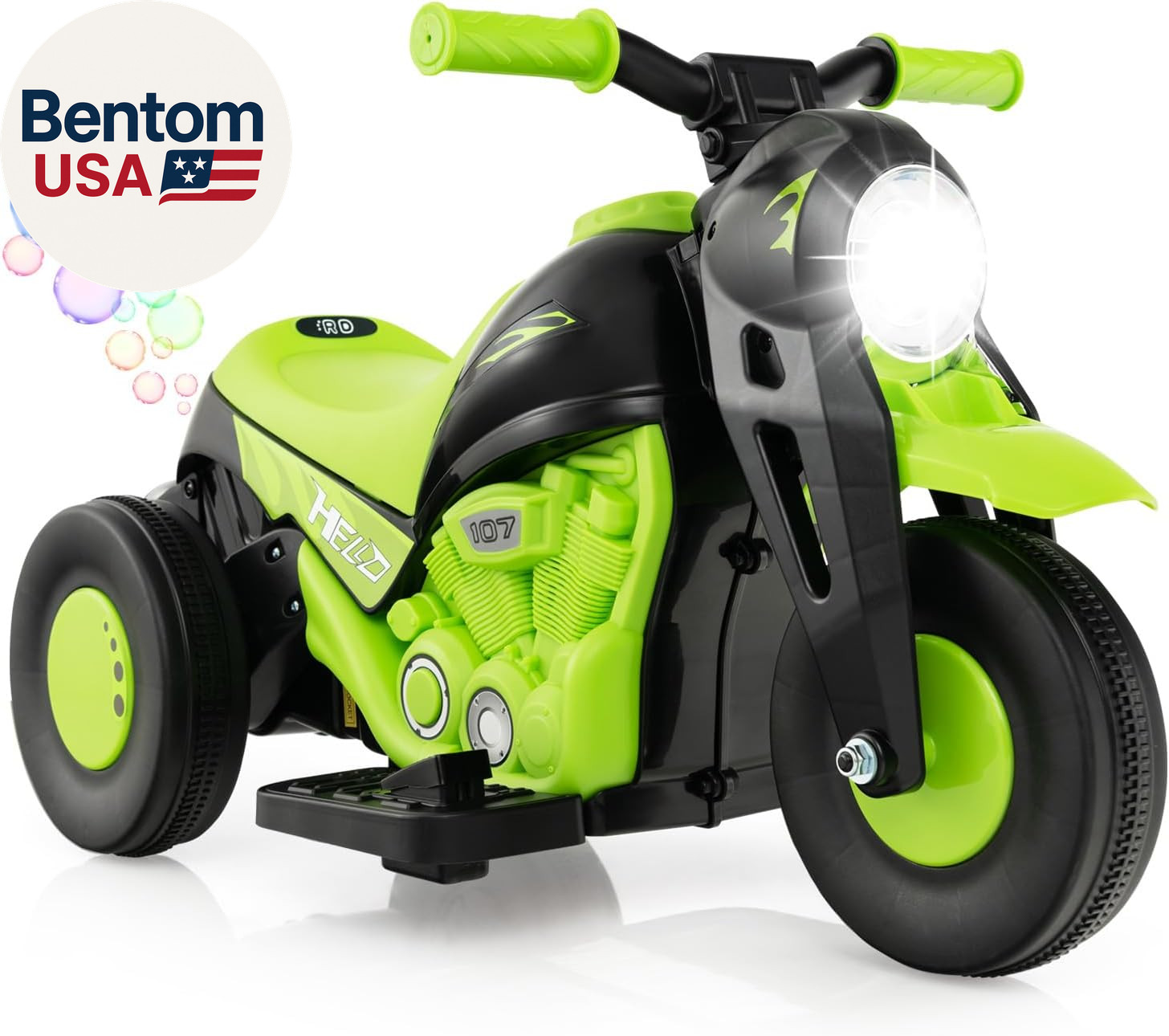Kids Motorcycle, 6V Battery Powered Ride on Motorcycle with Bubble Maker, Music,