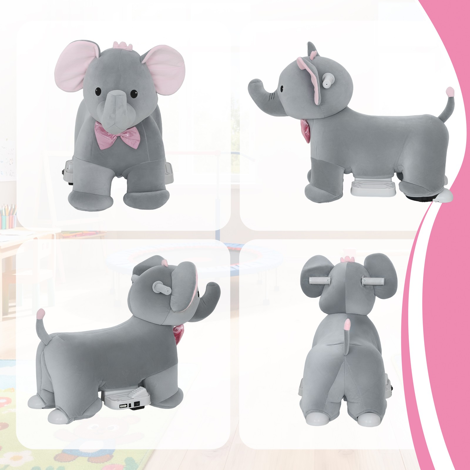 6V Ride on Horse, Kids Ride on Toy Elephant with Music, Forward