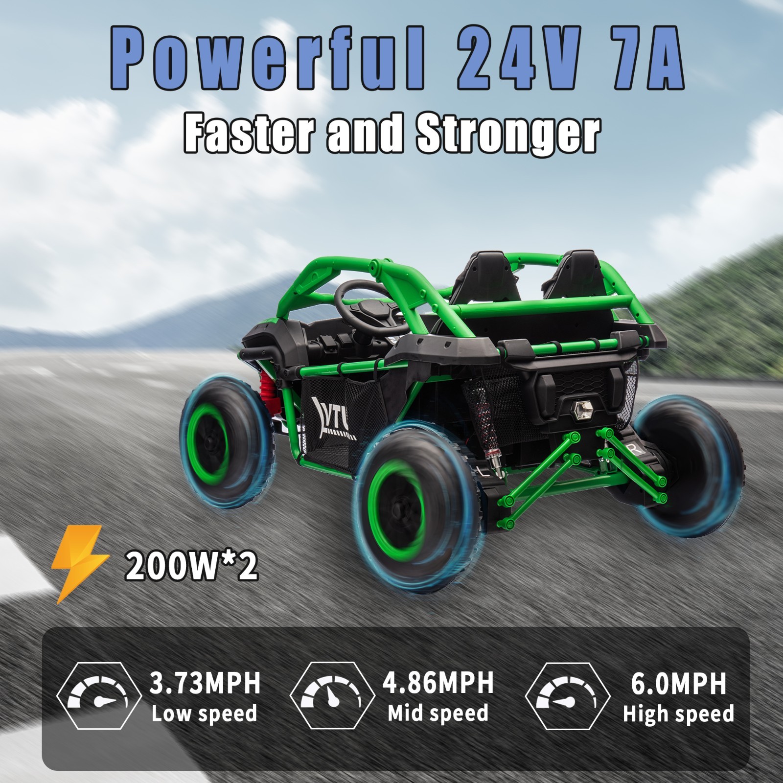 24V Kids Ride on Electric Car UTV w/Remote, LED, Battery Power Wheels,Green