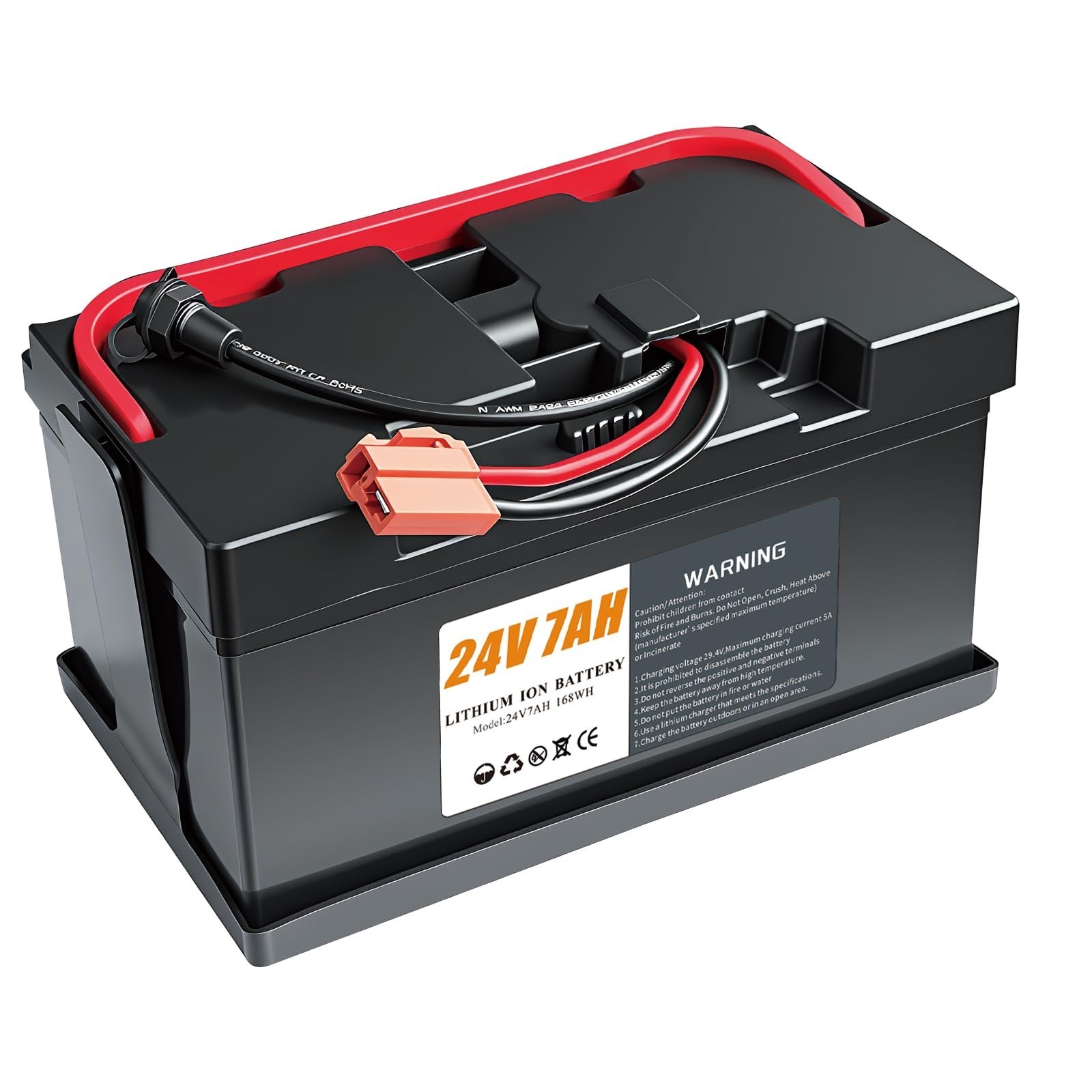 24V 7Ah Ride-On Car Battery with 2A Charger, Lightweight, Long-Lasting Power Sou