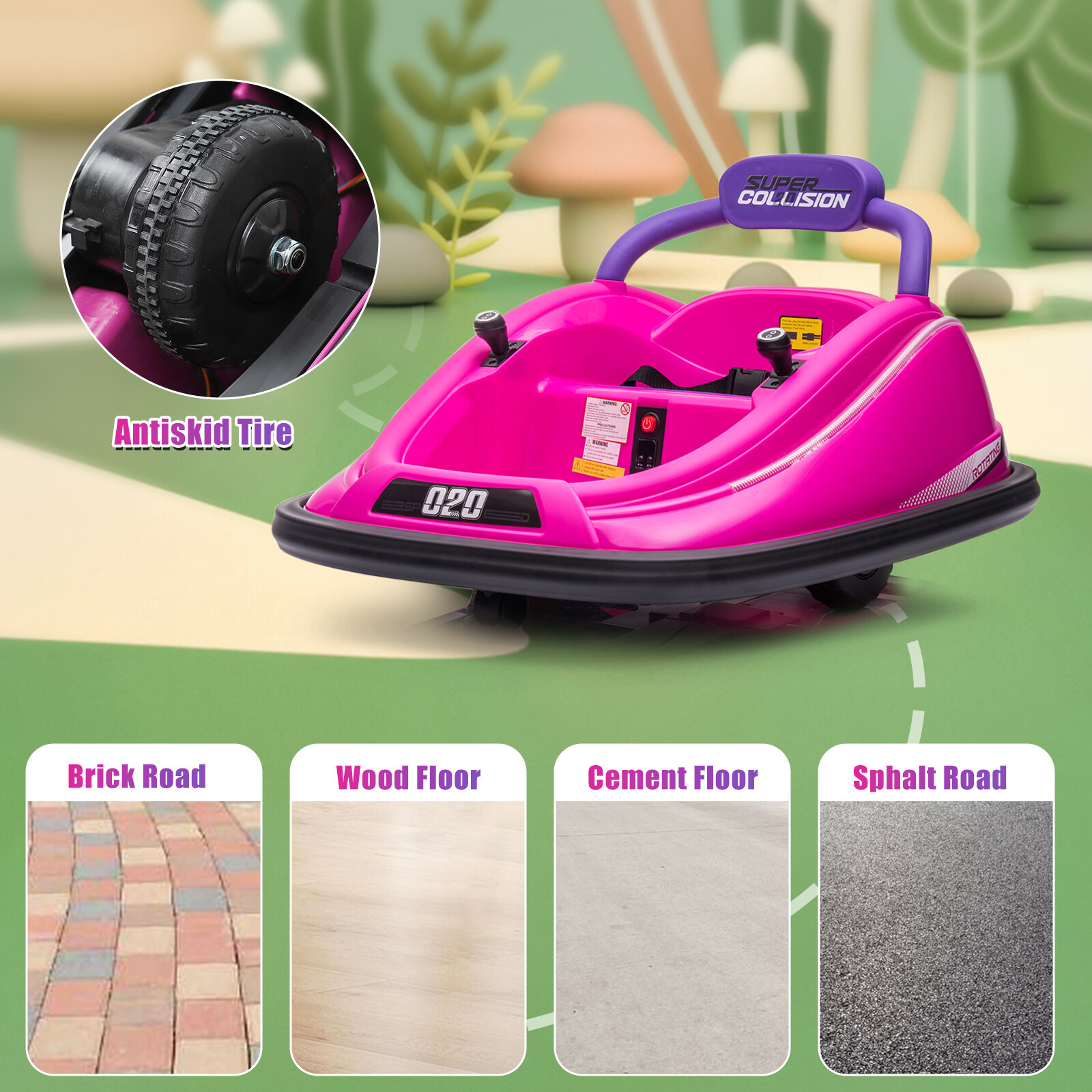 Electric 360° Rotation Kids Bumper Car Best Toy Gift, w/ Parent Remote Control