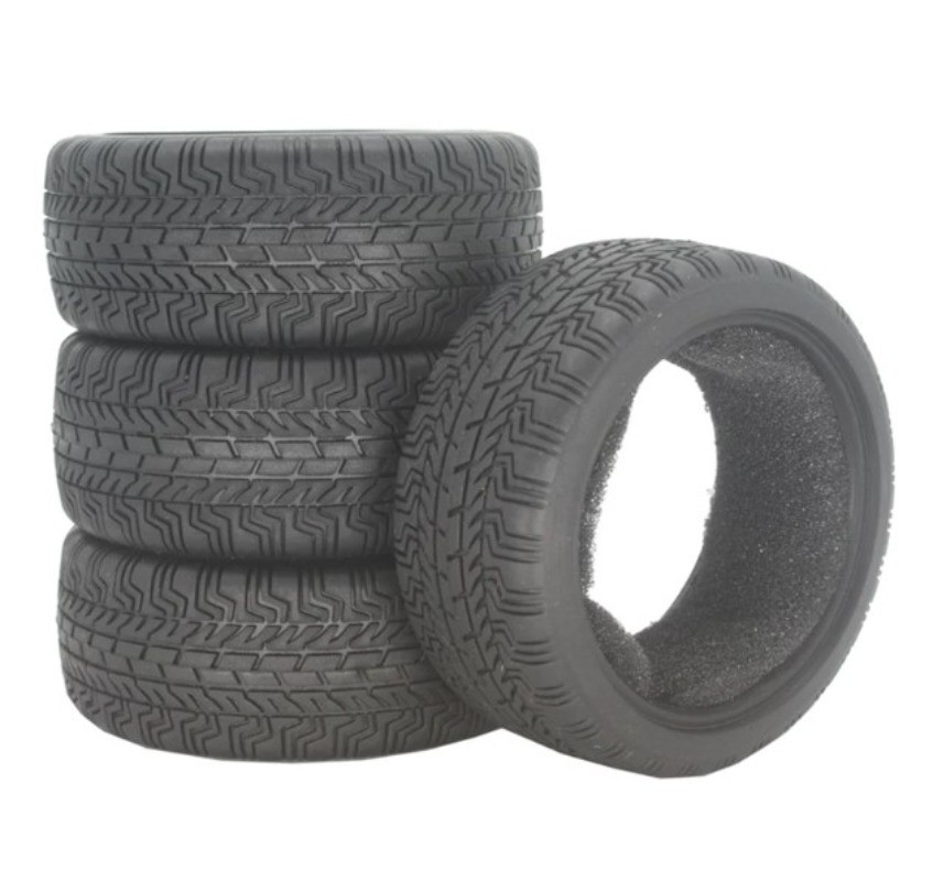 4PCS 26mm X-pattern Soft Rubber Tire for 1/10 Tamiya Wheel Rim On Road RC Car