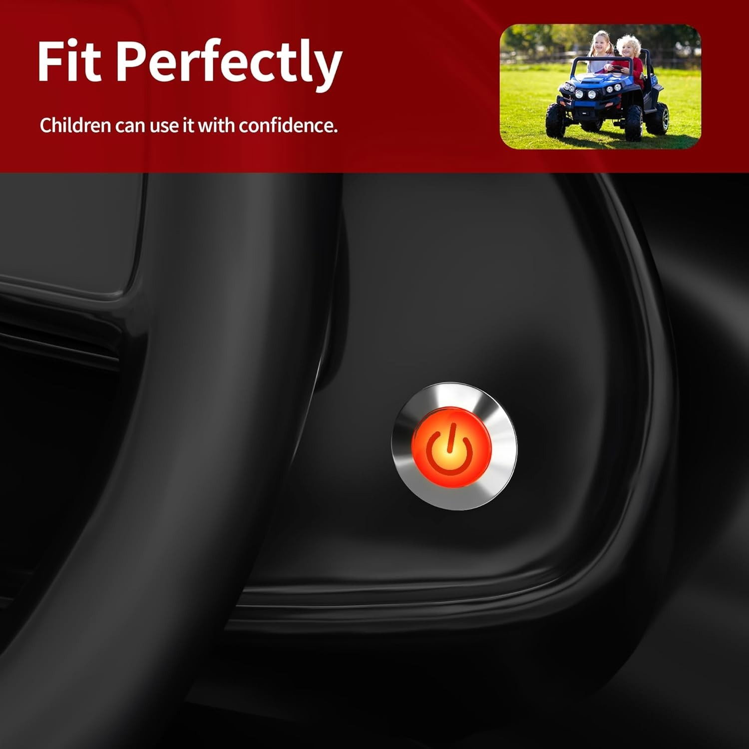 12V Push Button Start Switch for Kids Ride-On Toy Cars – Easy Installation!