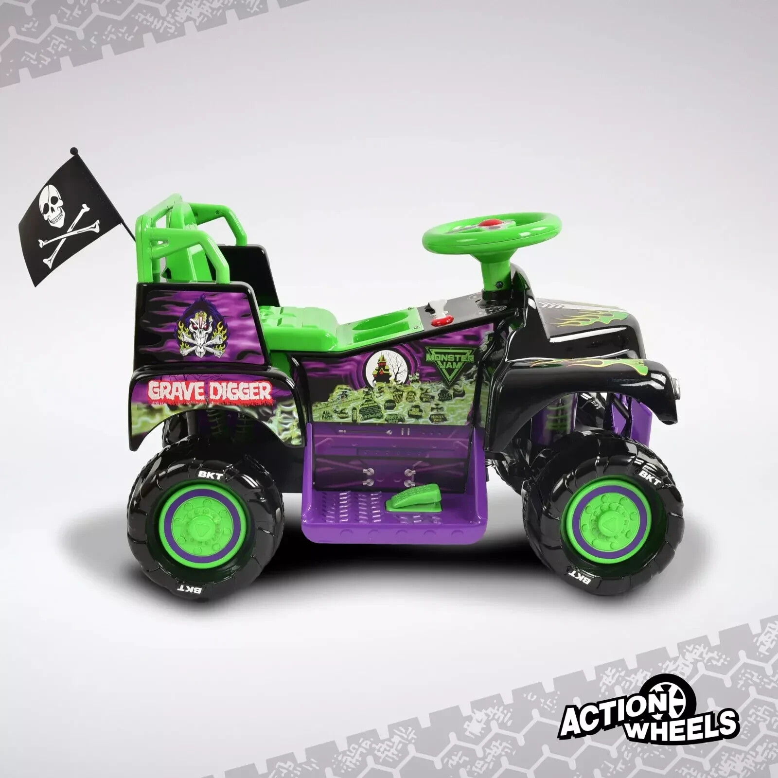 Grave Digger Monster Truck 6V Battery-Powered Vehicle w/Sound Effects, Ages 1.5+