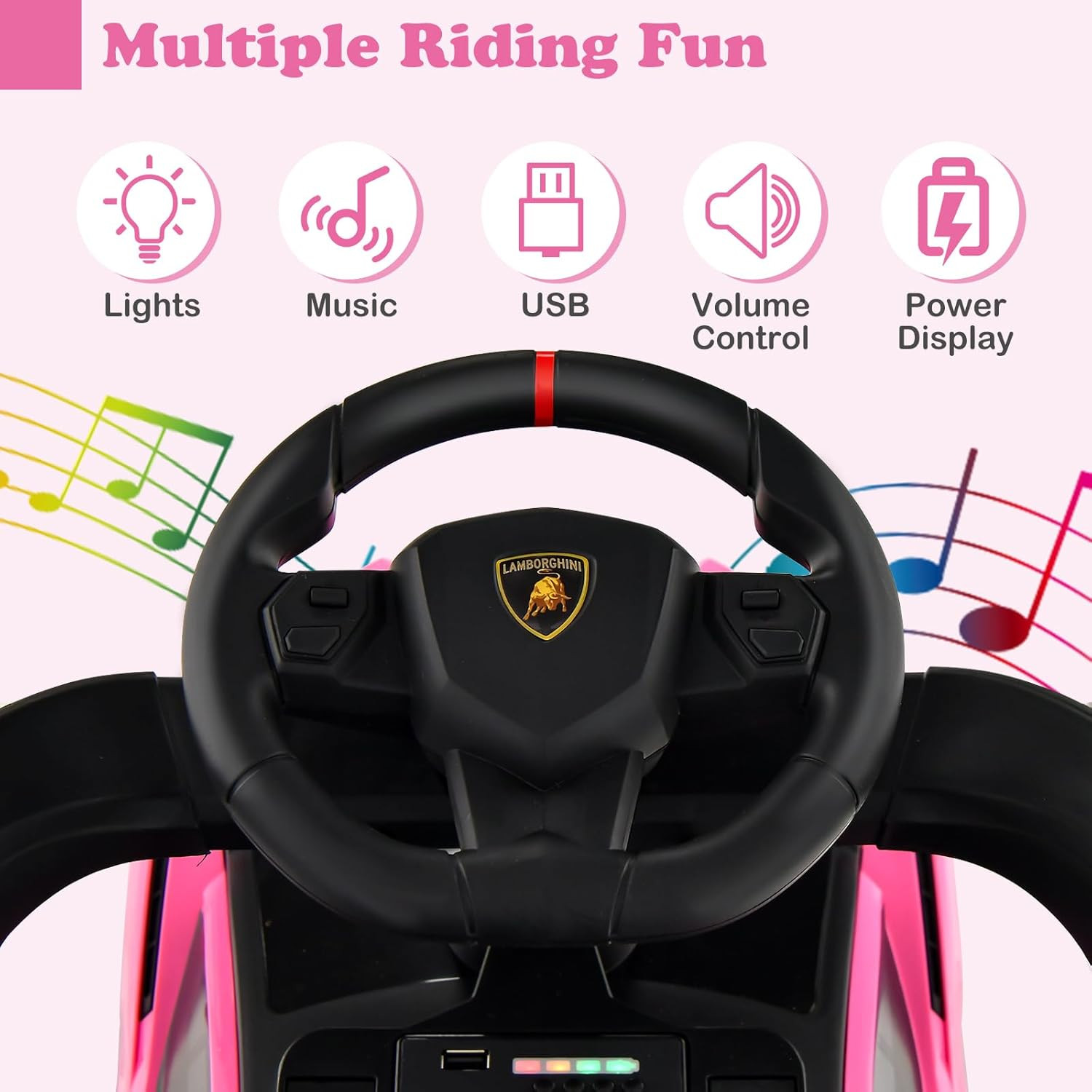 3 in 1 Ride on Push Car, Licensed Lamborghini SIAN Baby Sliding with Parent Cont