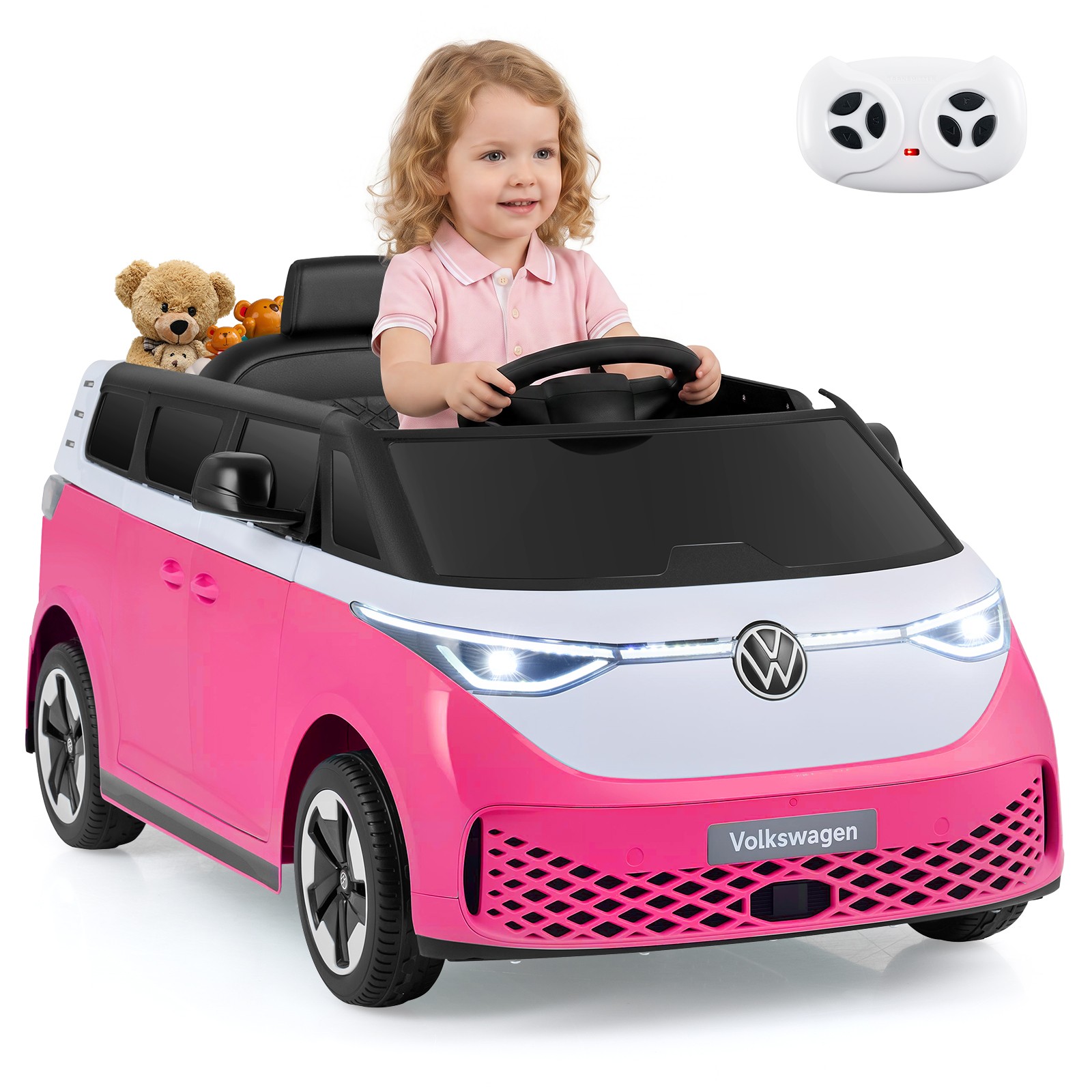 Licensed Volkswagen Ride on Car, 12V Kids Car Bus with Music, Story, Soft Start