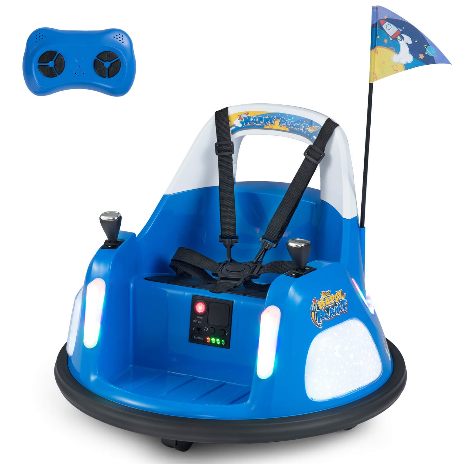 12V Kids Bumper Car,360° Spin & Remote.Battery-Powered,for 1.5-6 ages.Navy