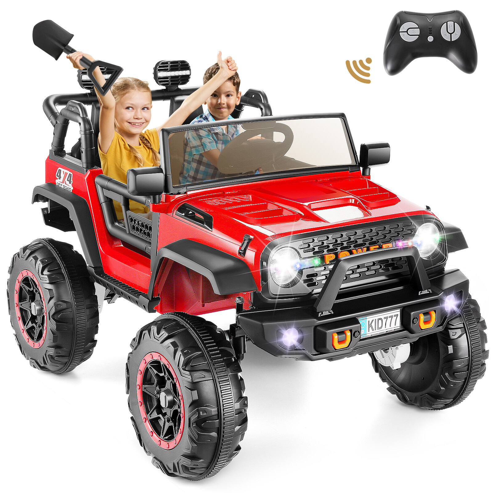 24V Kids Ride On Car,2Seater 400W Electric Vehicle Truck Jeep 4WD/2WD Switchable