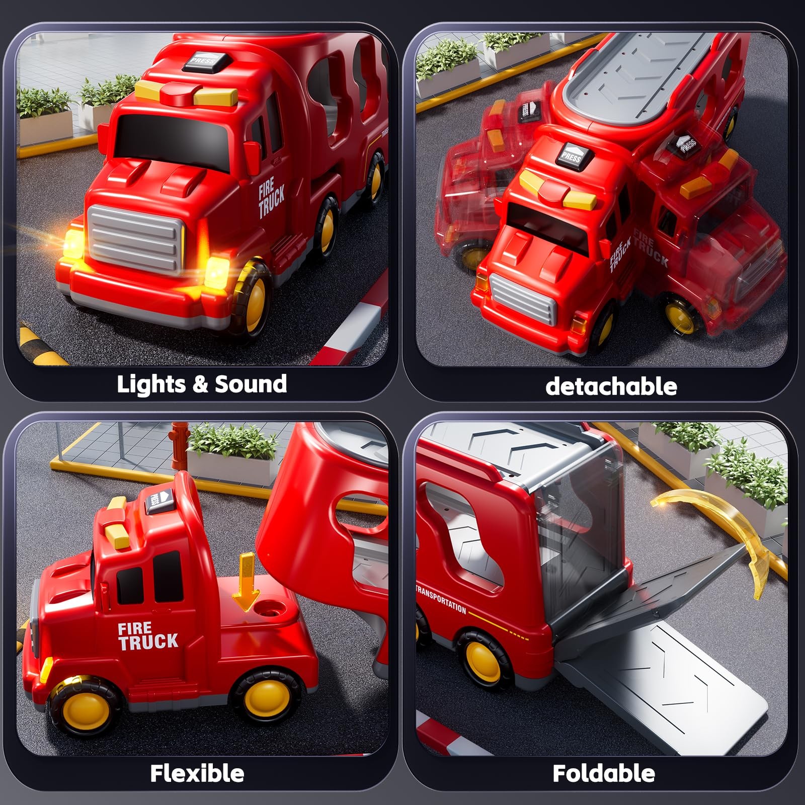 KIZONLY Fire Truck Toys for Toddler 1-3 3-5, 5-in-1 12.9 x 3.9 x 5.3 inches