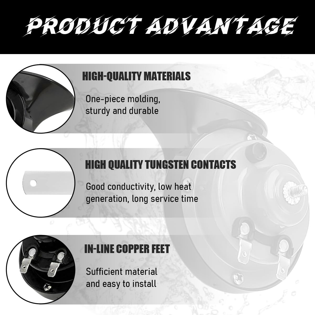 Loud Car Horn, 12V Waterproof Snail Electric Horn, 303DB High Tone Horns Repl