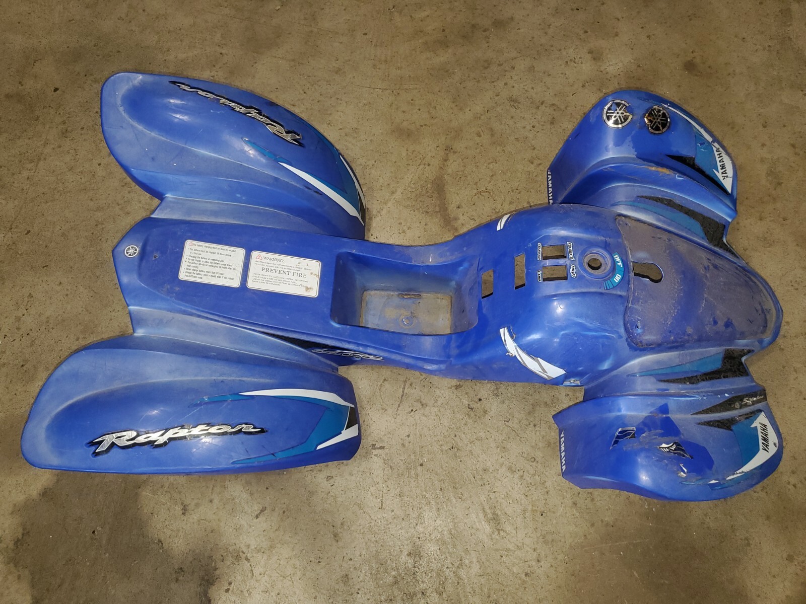 12V Yamaha Raptor Dumar Power Wheels Kids ATV Blue Plastic Body Fenders