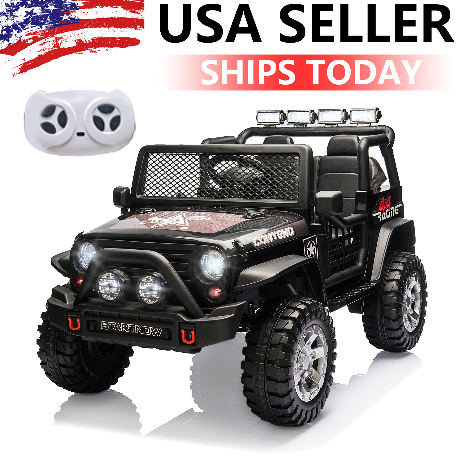 12V Kids Ride On Car Truck 2 Seater JEEP Electric Vehicle Remote Control LED MP3