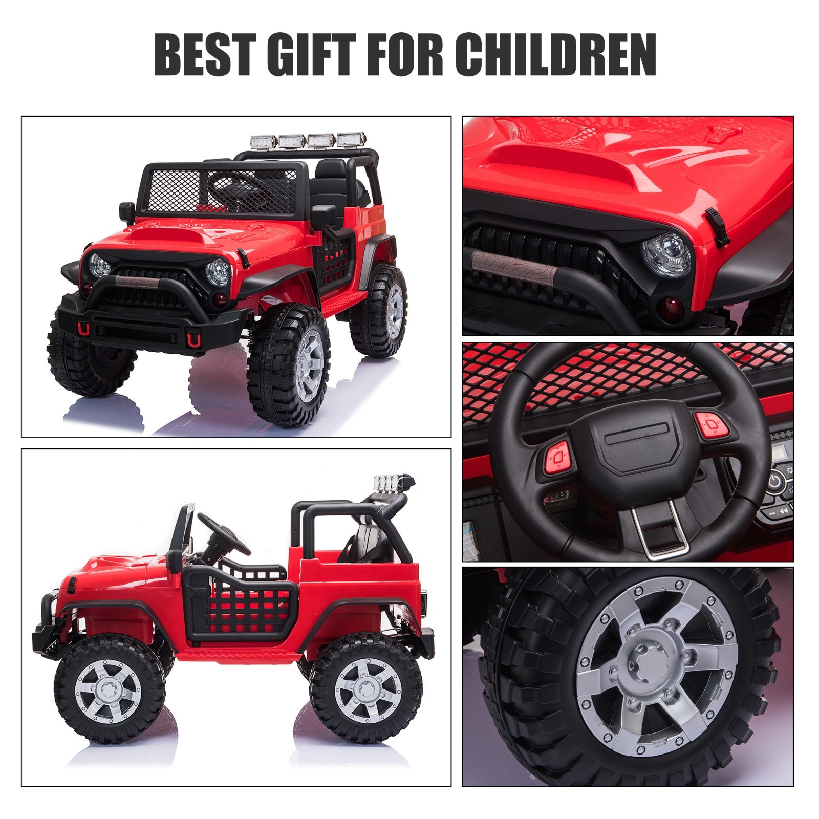 12V kids Ride On Jeep with Remote Control, Electric Car for Kids 3-8 Years-Black