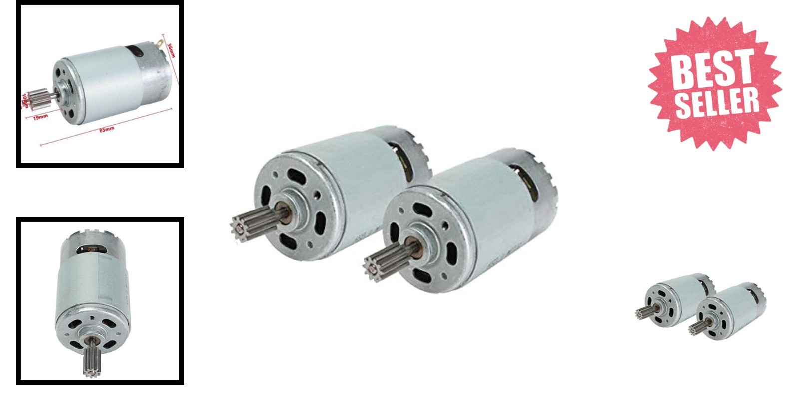 2 Pcs 550 35000 RPM 24V Electric Motor Set for Kids Ride-On Car Replacement