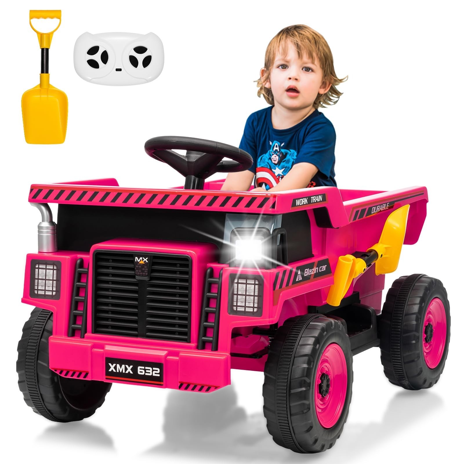 12V Kids Ride On Dump Truck With Remote Control & Shovel Electric Ride On Toy