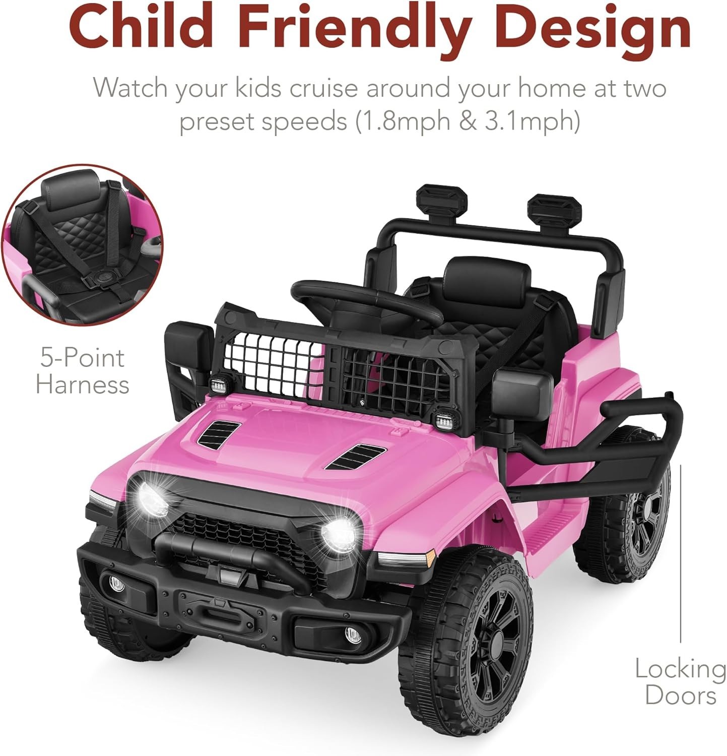 Carro Electrico Para Niños De 3 A 5 Años Montar Manejar Y Jugar Con Luces NUEVO