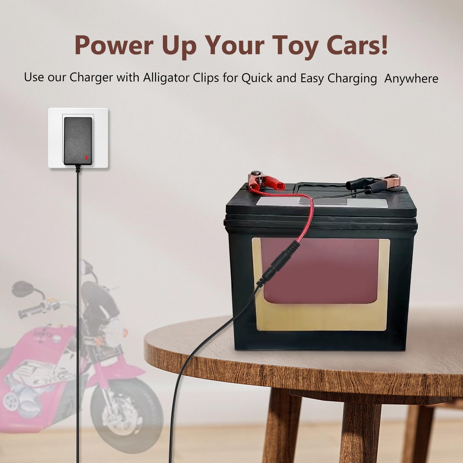 24V Battery Charger for Kids Ride On Cars Compatible with Power Wheels, Electri