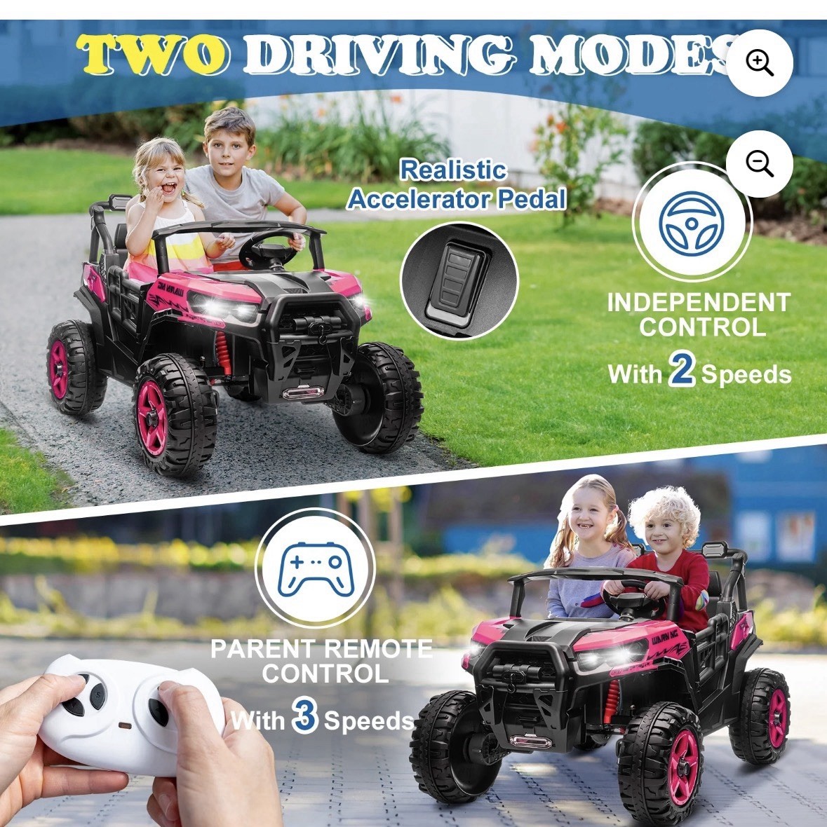 Kids Battery Powered Ride-On UTV Car w/ Parent Remote Control, 2 Modes, 2 Speeds