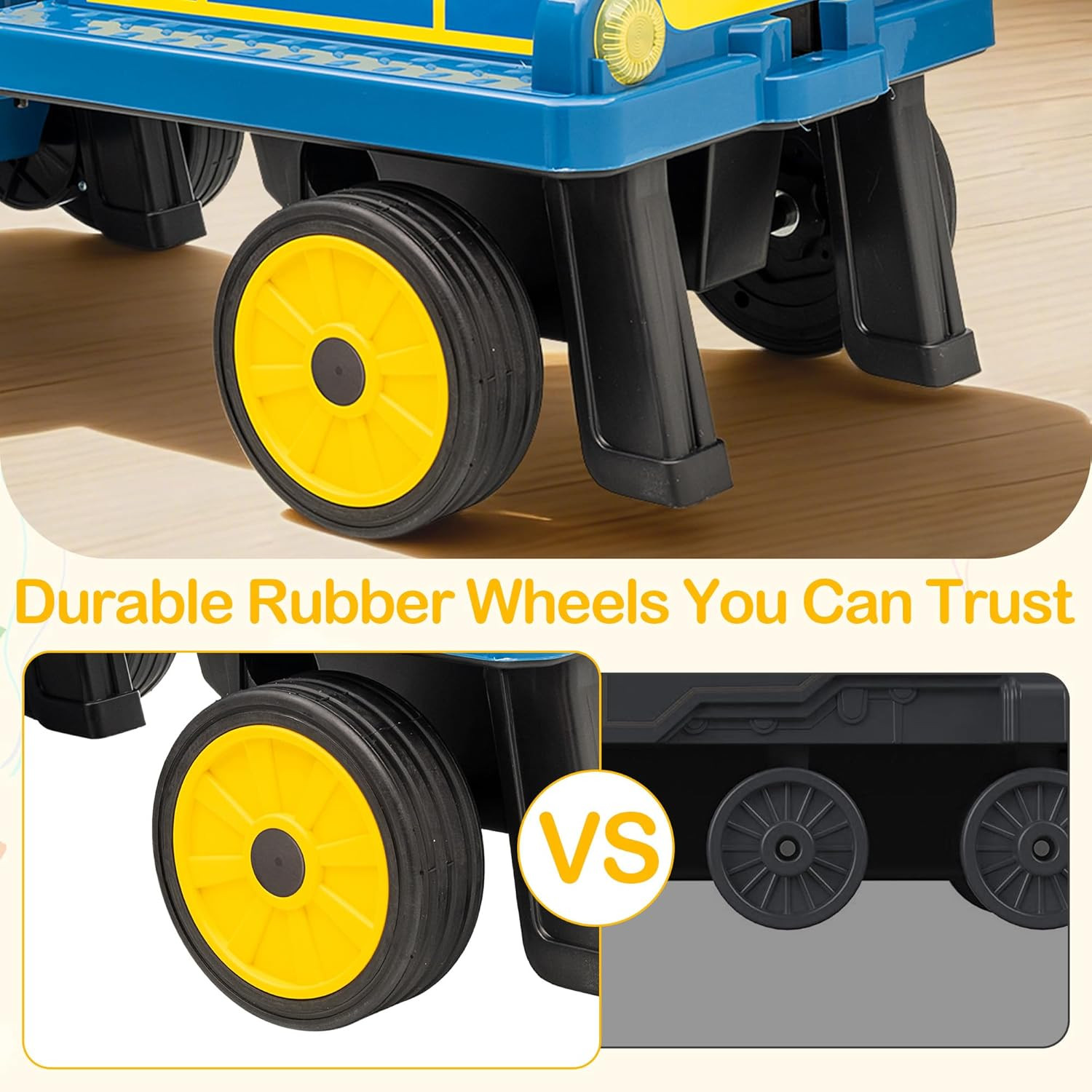 2 Seater Ride on Train Trackless, 12V Kids Ride on Toy with Height Adjustable Se