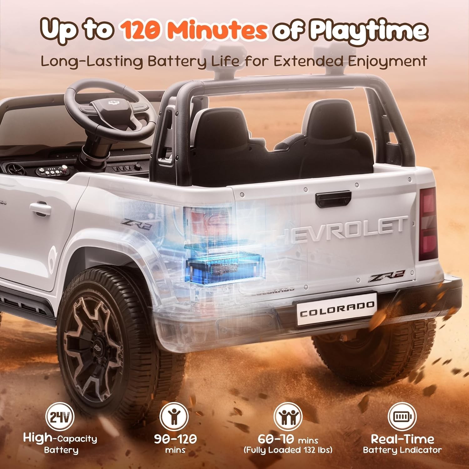 Licensed Chevrolet Colorado ZR2 24V 2-Seater Ride On Car for Kids Electric car
